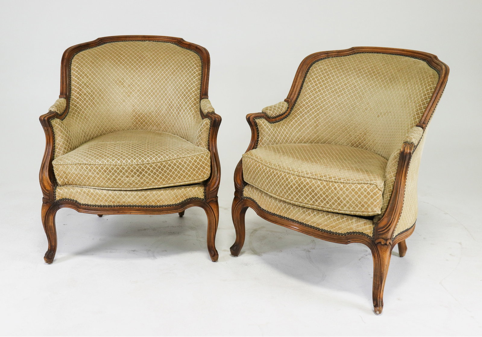 Louis XV Style Pair of Walnut Arm Chairs (1 of 8)