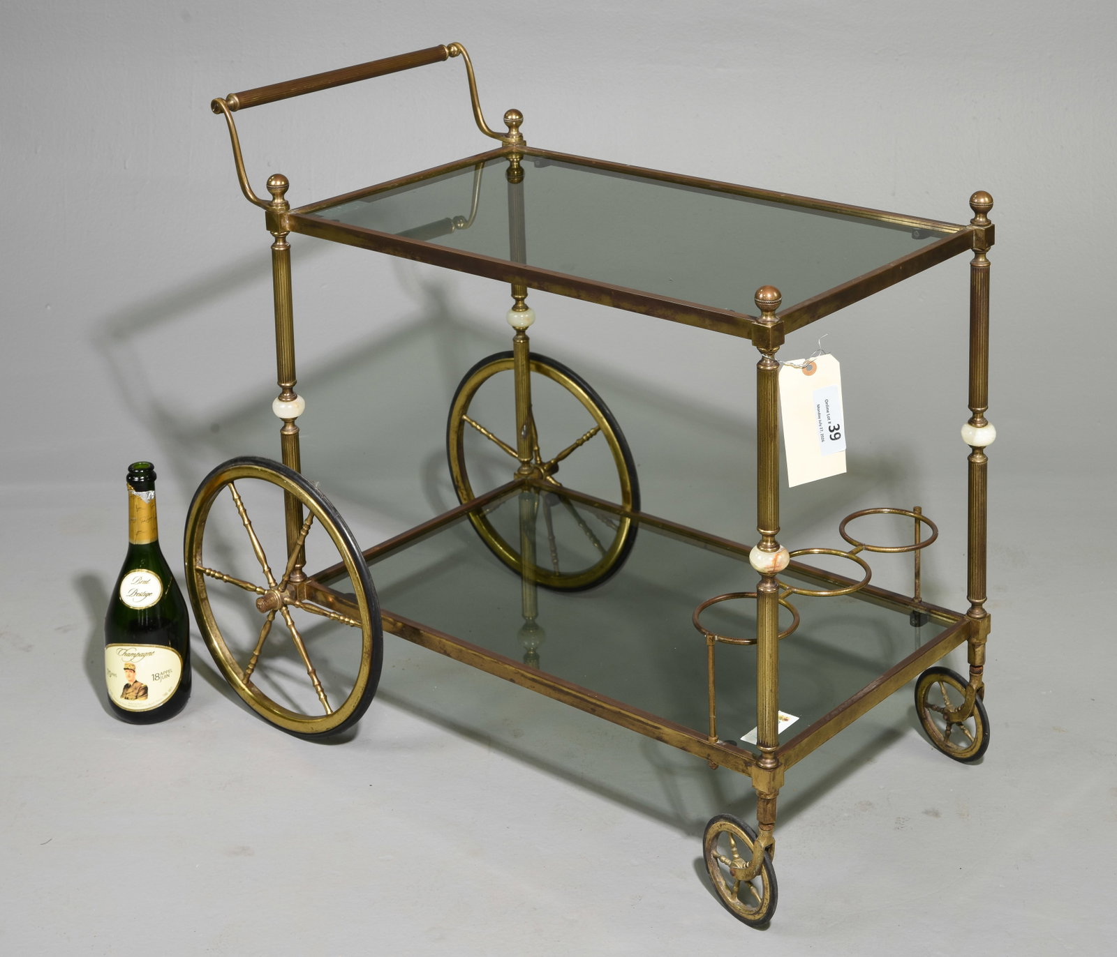 Brass Finished & Glass Two Tier Trolley (1 of 4)