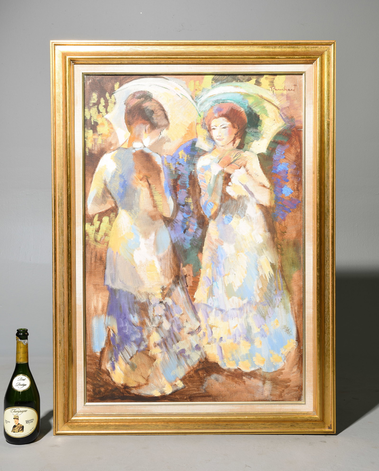Danish Gold Framed Art on Canvas - Two Ladies (1 of 4)