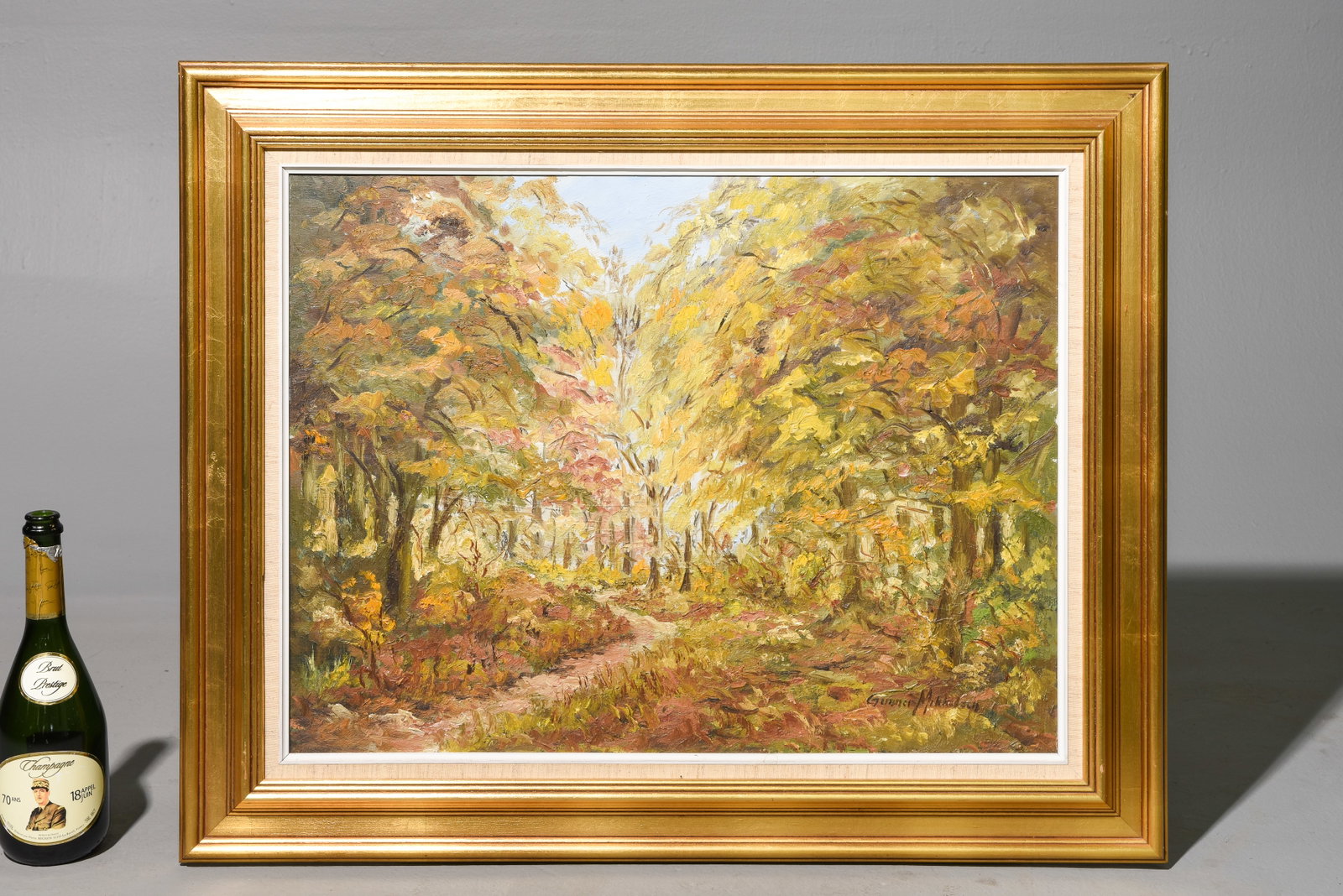 Danish Gold Framed Oil on Canvas Forest Landscape (1 of 3)