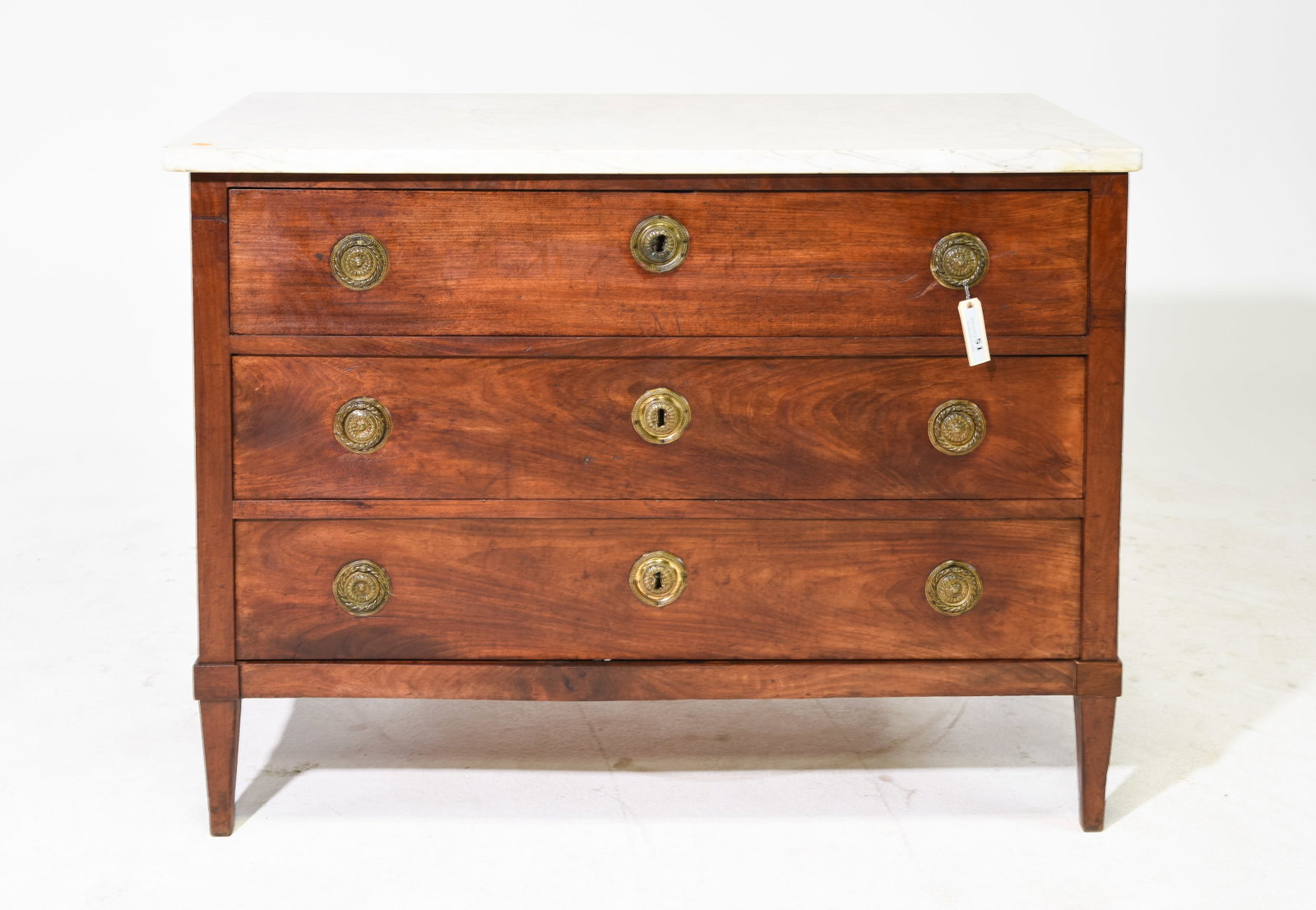 Louis XVI Style Marble Top Three Drawer Chest (1 of 7)