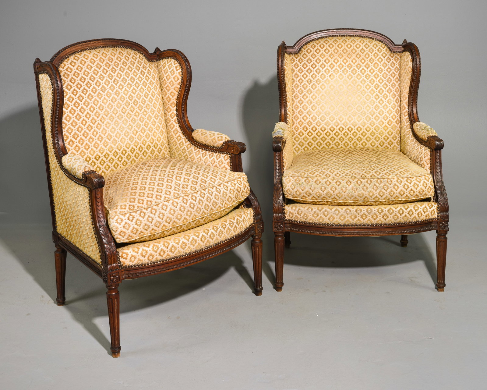 Louis XVI Style Pair of Wing Back Arm Chairs (1 of 9)