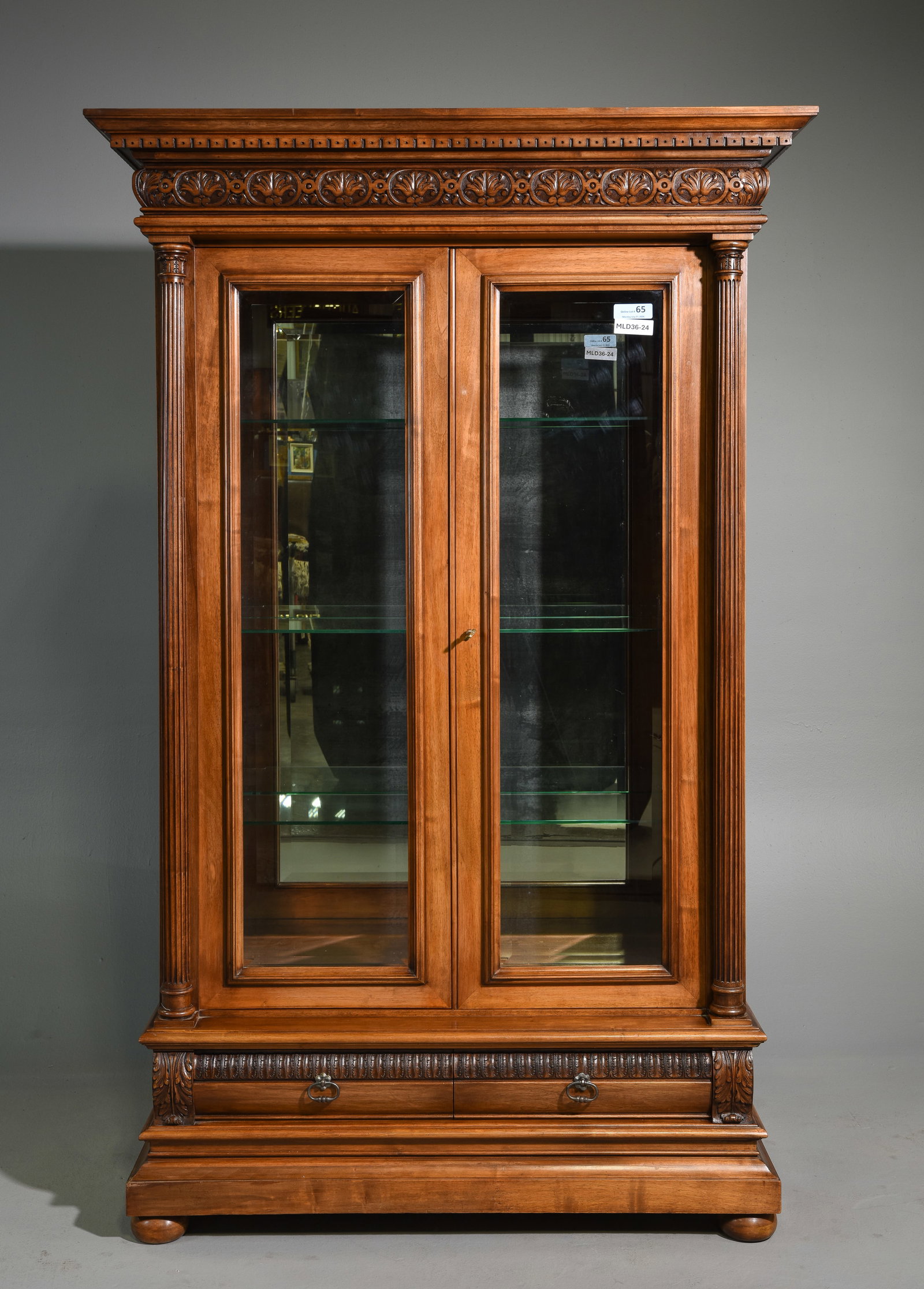 Henri II Style Walnut Double Door Vitrine (1 of 7)
