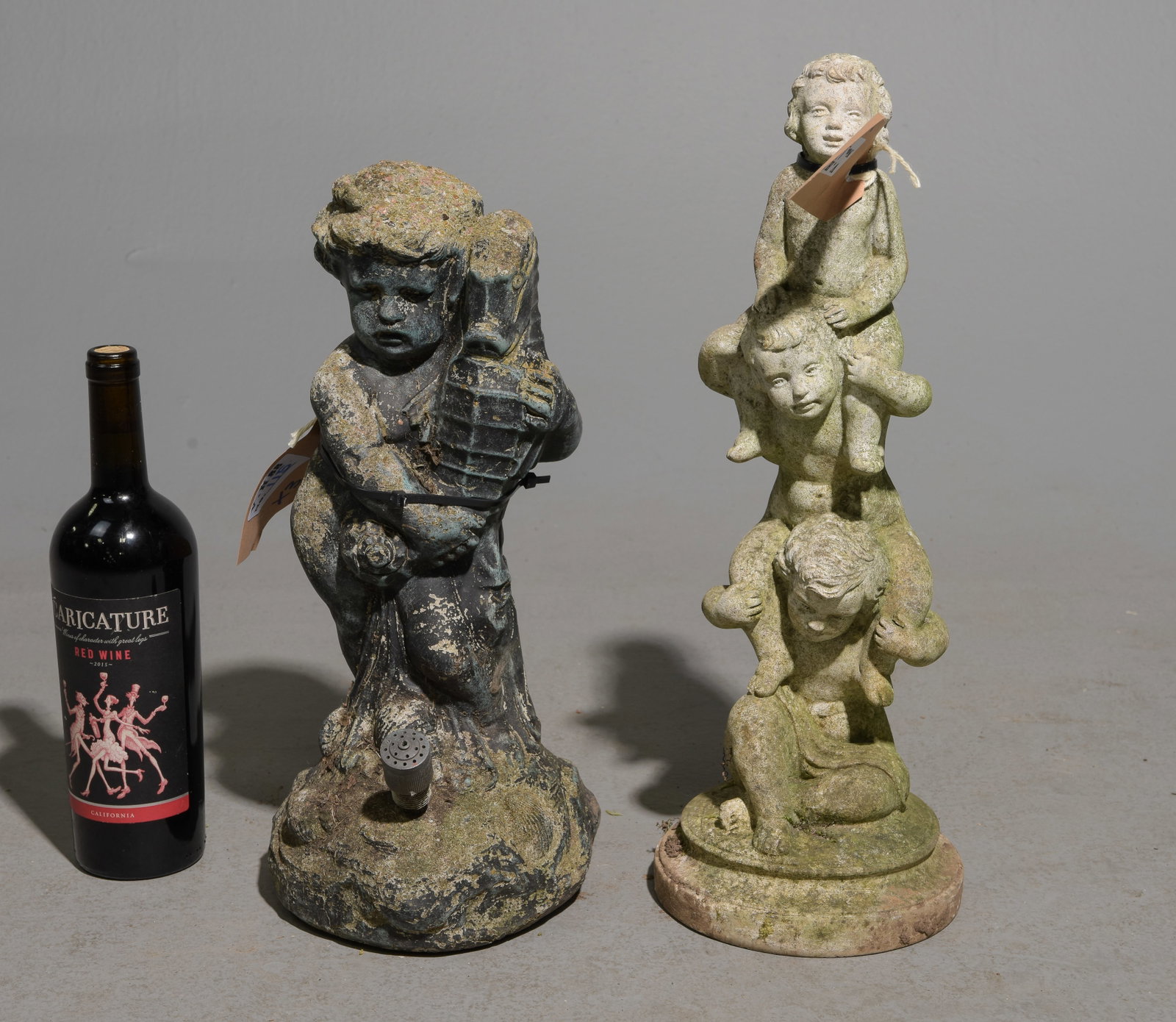 2 Cast Stone / Concrete Small Cherub Garden Statues (1 of 4)