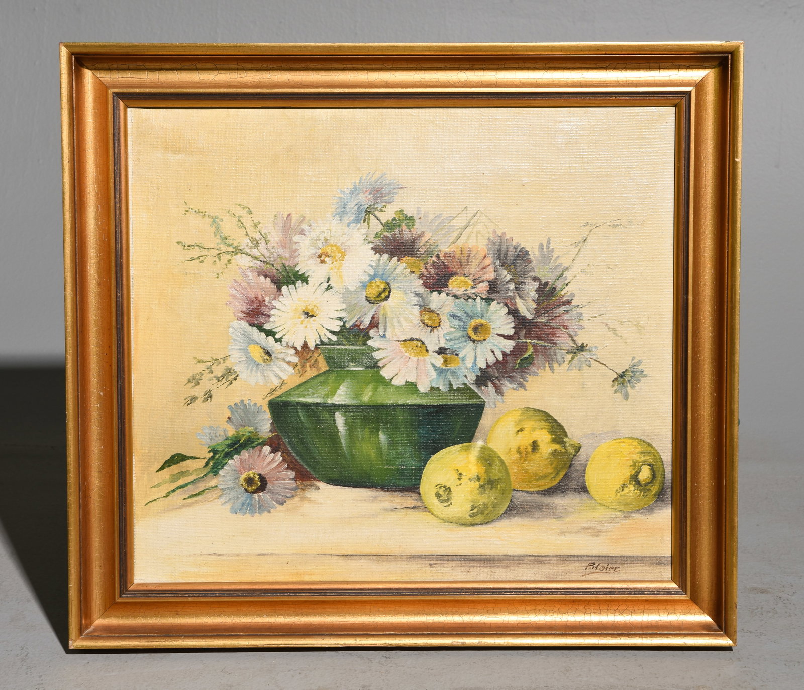 Danish Gold Framed Oil on Canvas Still Life #2: Danish Gold Framed Oil on Canvas Still Life - 21.5 in tall x 24 x 2, The work itself is 18 x 20