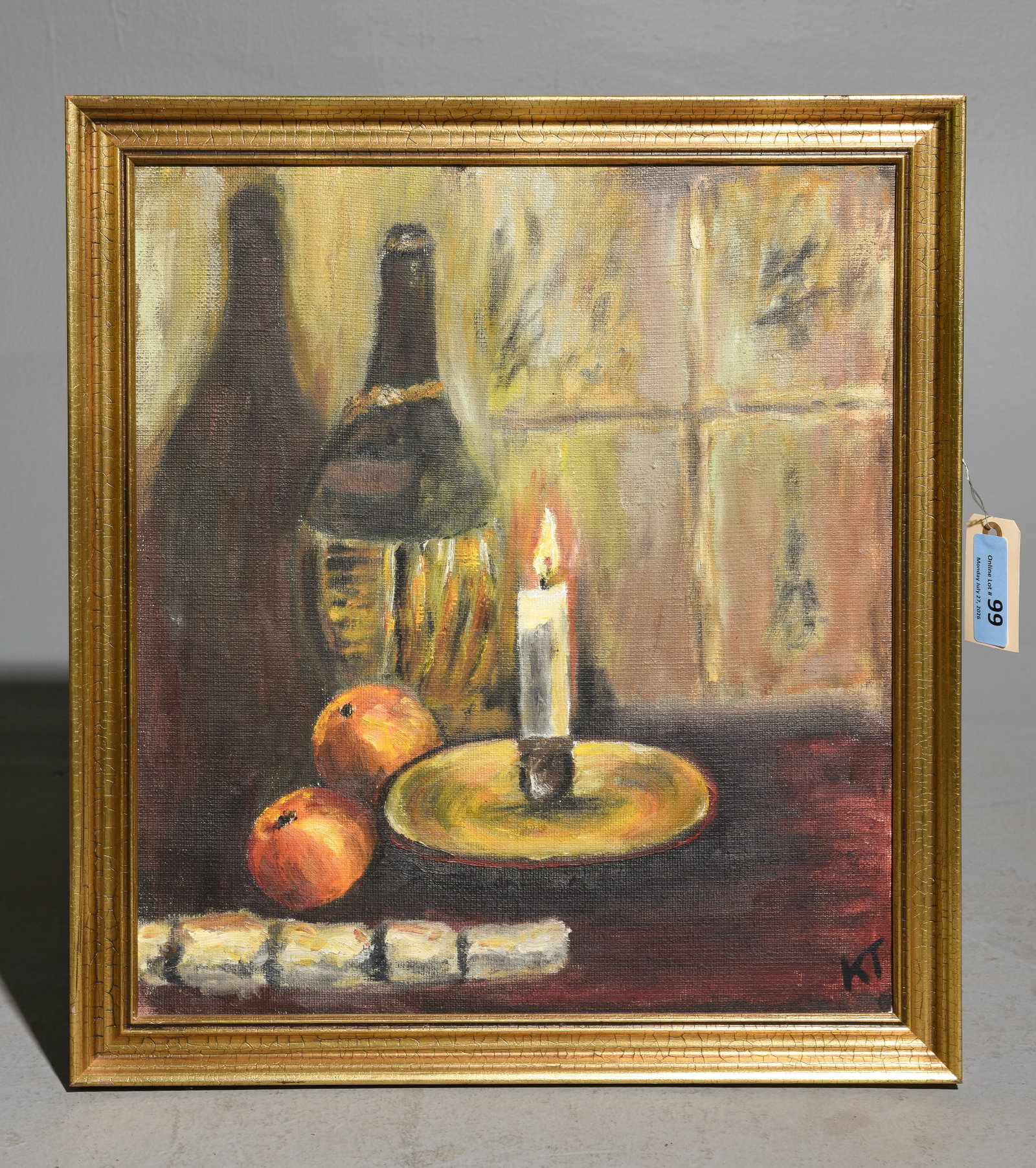 Danish Gold Framed Oil on Canvas Still Life #3: Danish Gold Framed Oil on Canvas Still Life - 23 in tall x 20.5 x 1, The work itself is 21 x 18