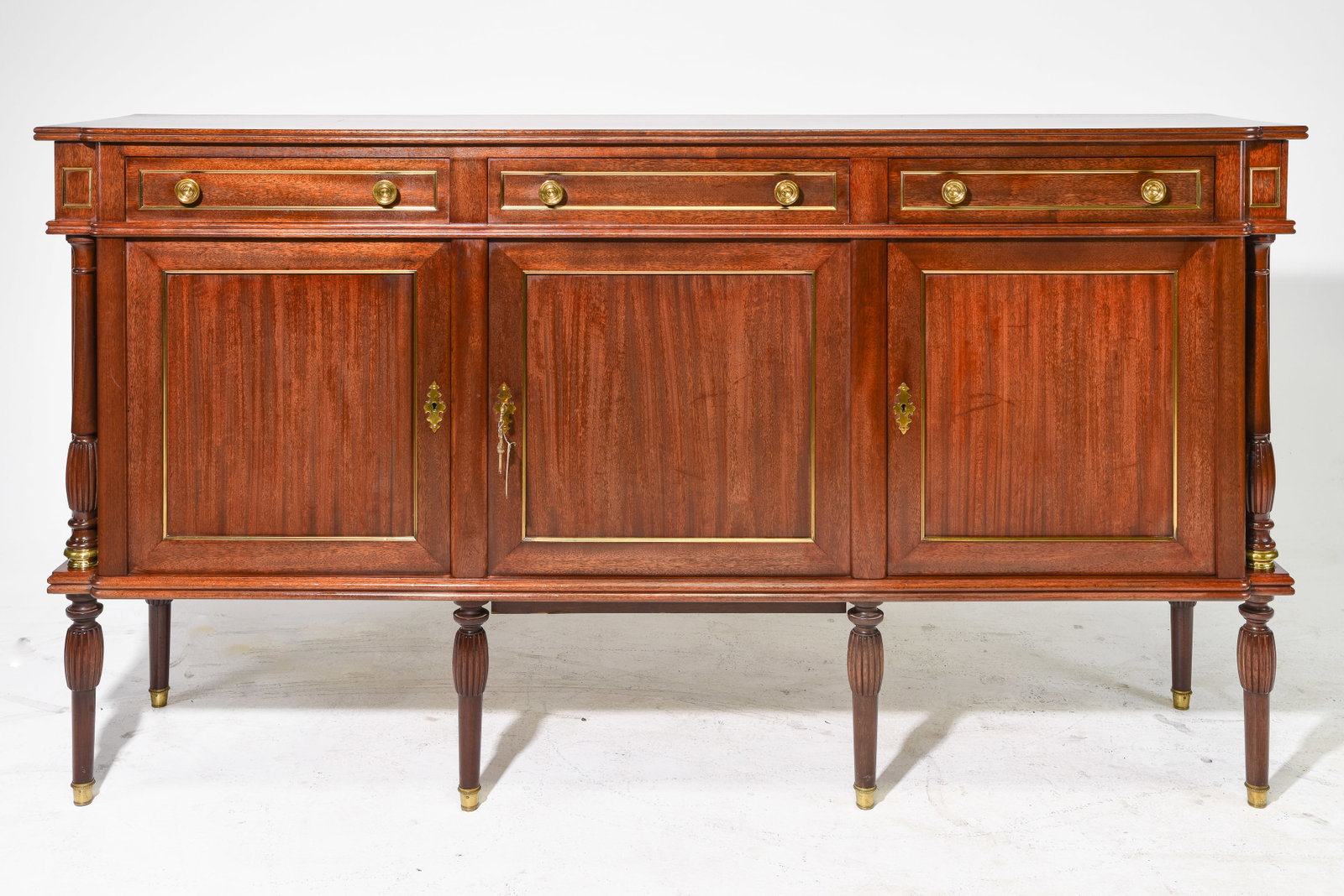 Louis XVI Style Mahogany Sideboard / Enfilade: French Louis XVI Style Mahogany Sideboard / Enfilade - 43.5 in tall x 79 x 19.5
