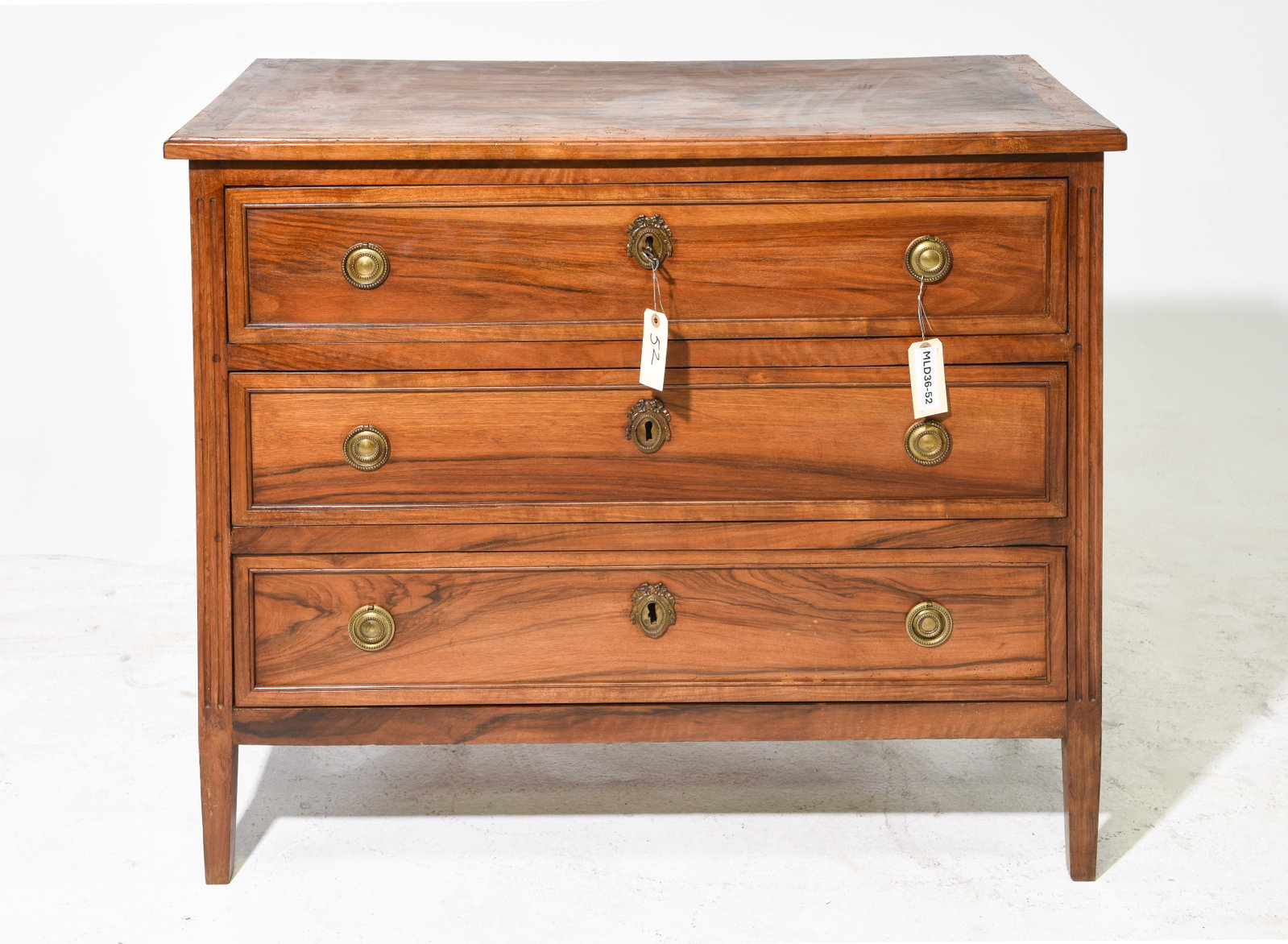 Louis XVI Style Walnut Three Drawer Chest #2 (1 of 9)
