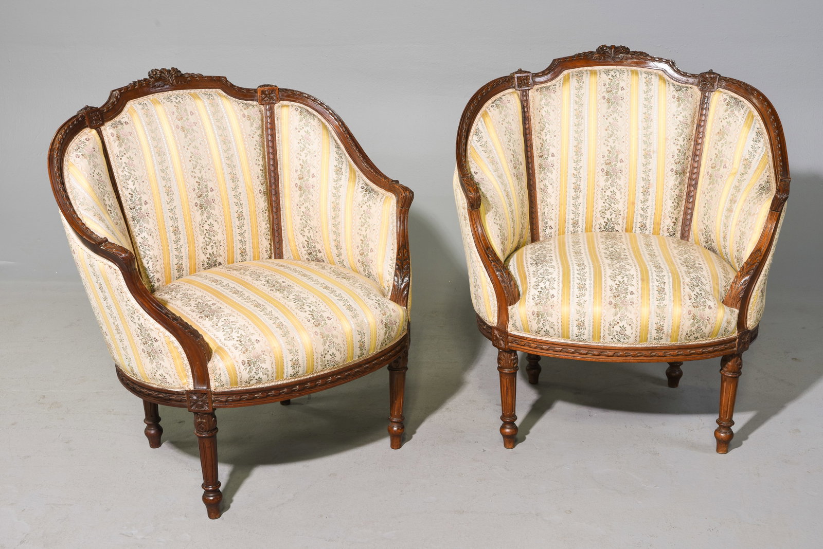 Louis XVI Style Pair of Upholstered Arm Chairs (1 of 7)