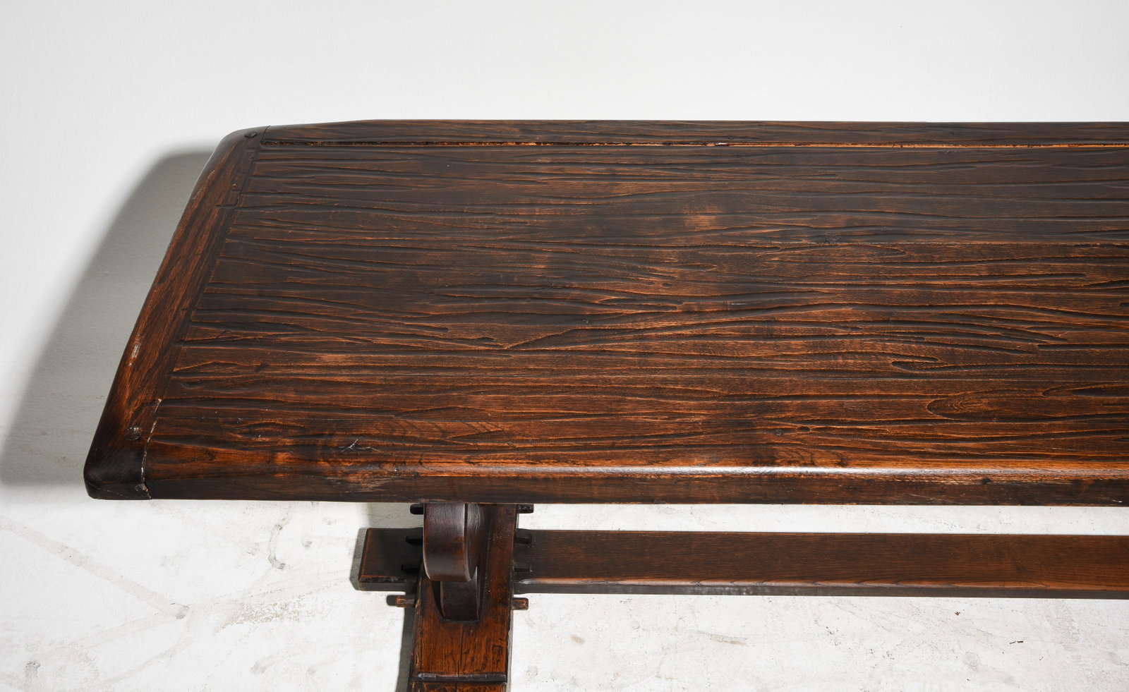 French Rustic Heavy Solid Oak Farmhouse Table - 2