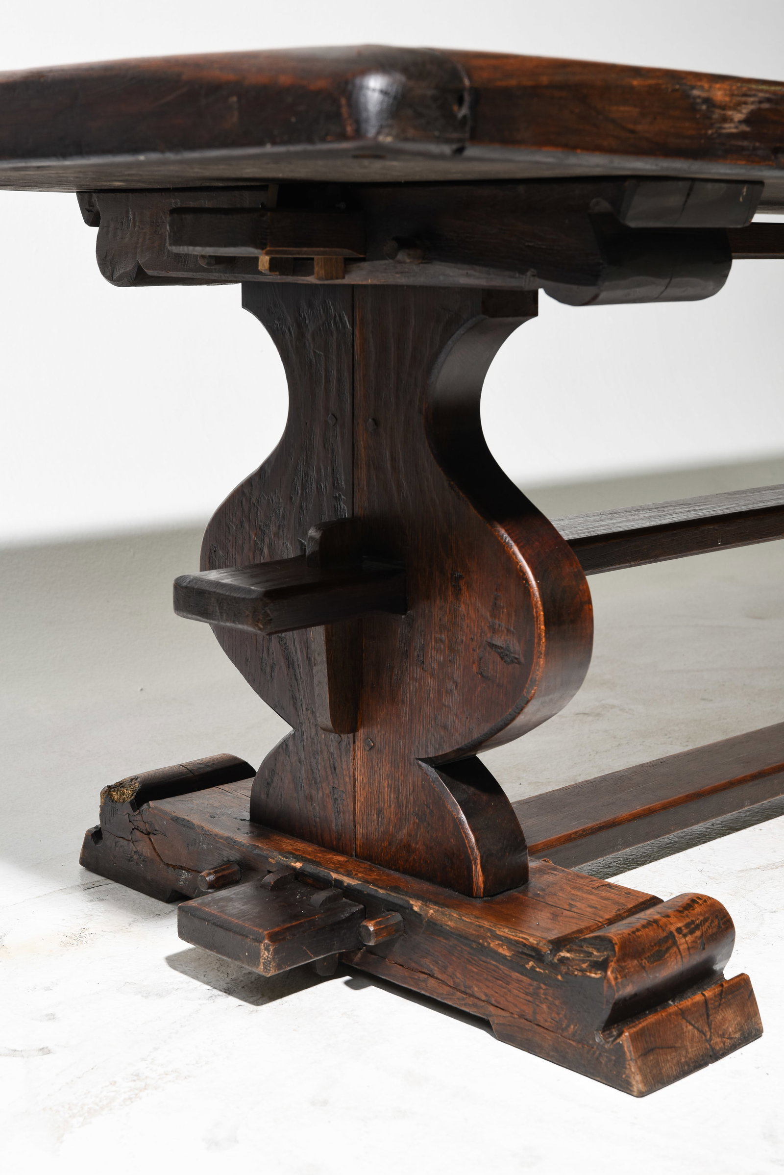 French Rustic Heavy Solid Oak Farmhouse Table - 5