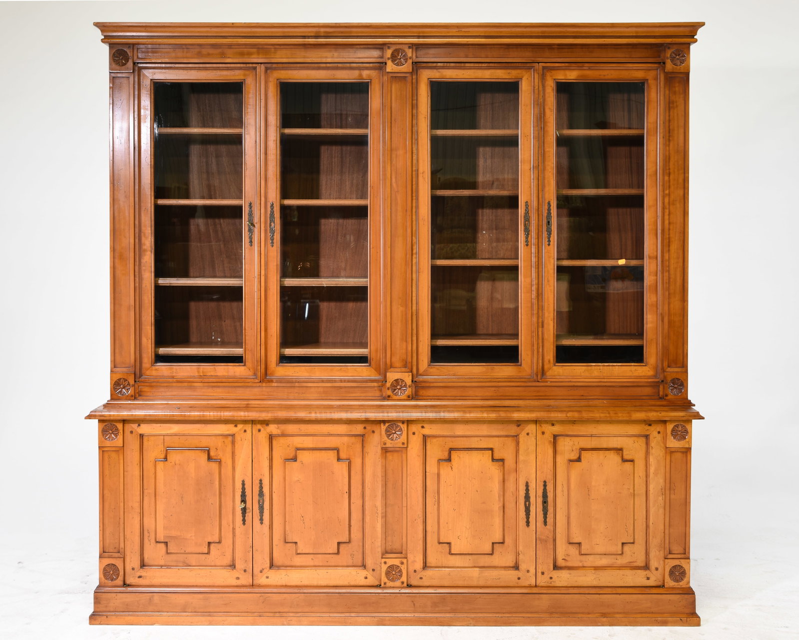 French Cherry Large Bookcase / Cupboard: French Cherry Large Bookcase / Cupboard - 83 in tall x 85 x 18
