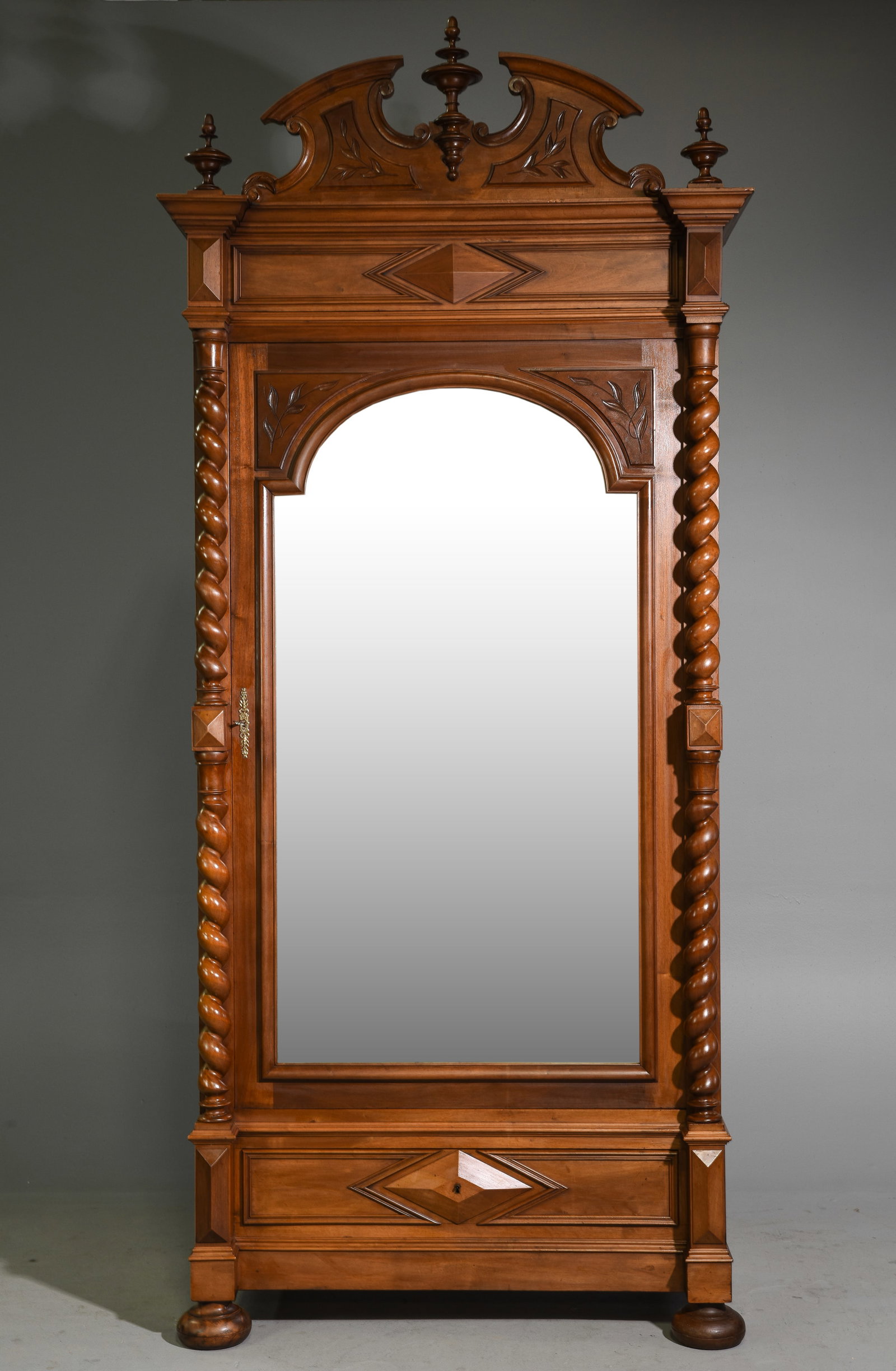 Louis XIII Style French Twist Mirror Door Armoire (1 of 7)