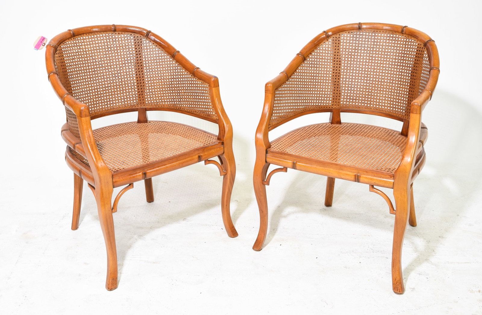 Faux Bamboo & Cane Pair of Arm Chairs (1 of 5)