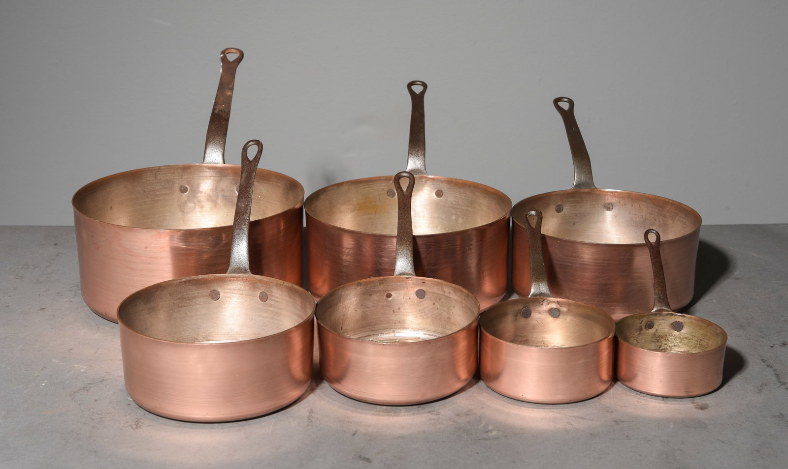 Set of 7 French Polished Sauce Pans #2 (1 of 3)