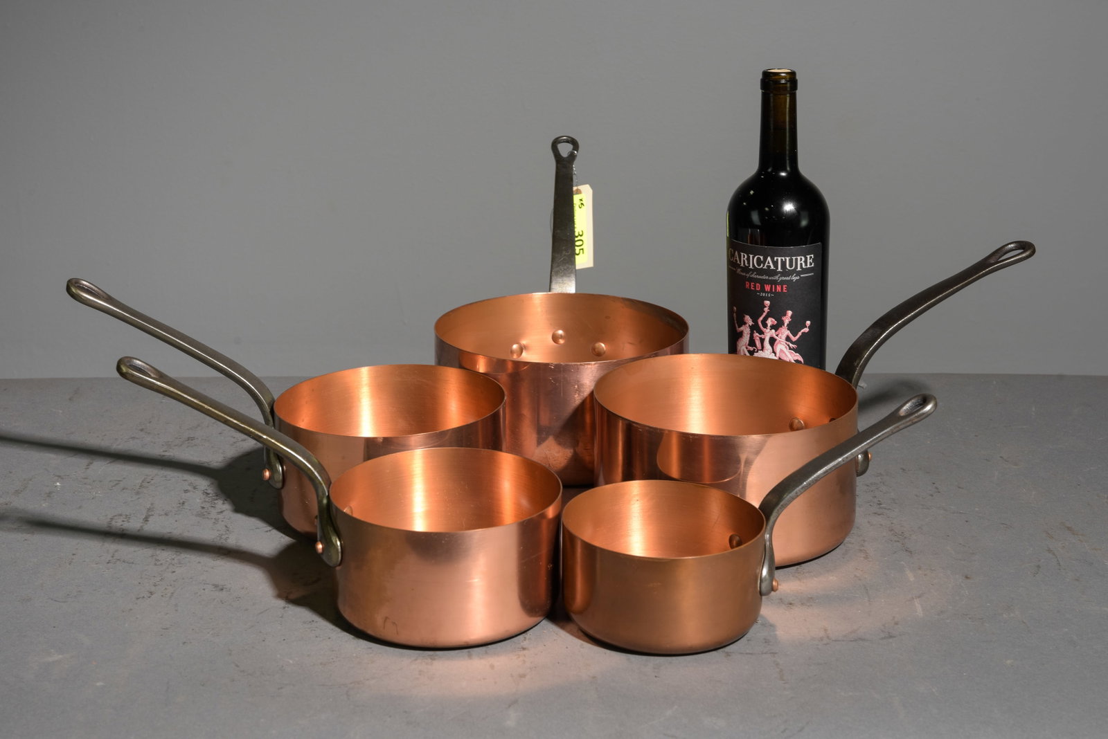 French Set of 5 Copper Sauce Pans #2 (1 of 3)