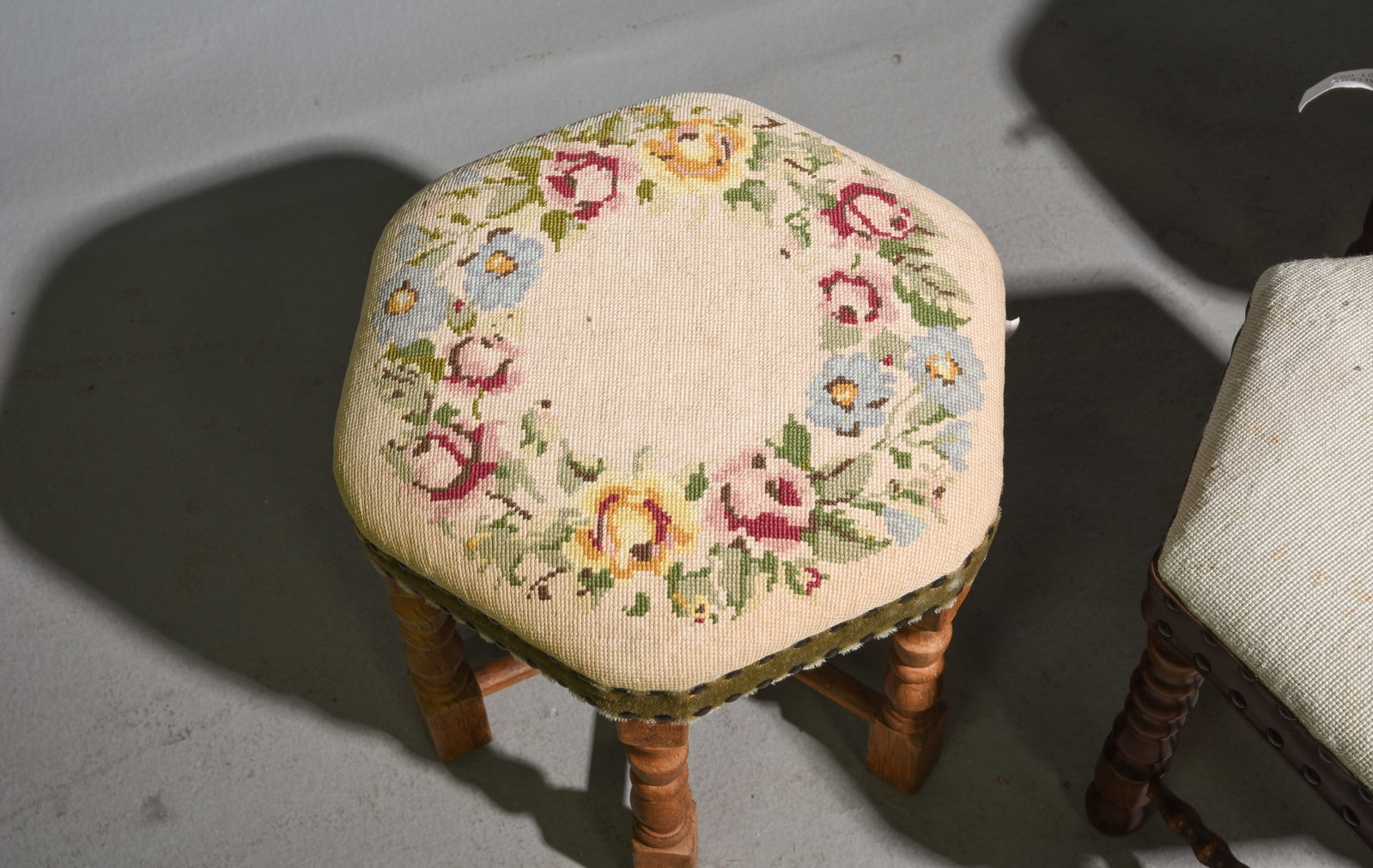 Four Assorted Upholstered Danish Stools - 2