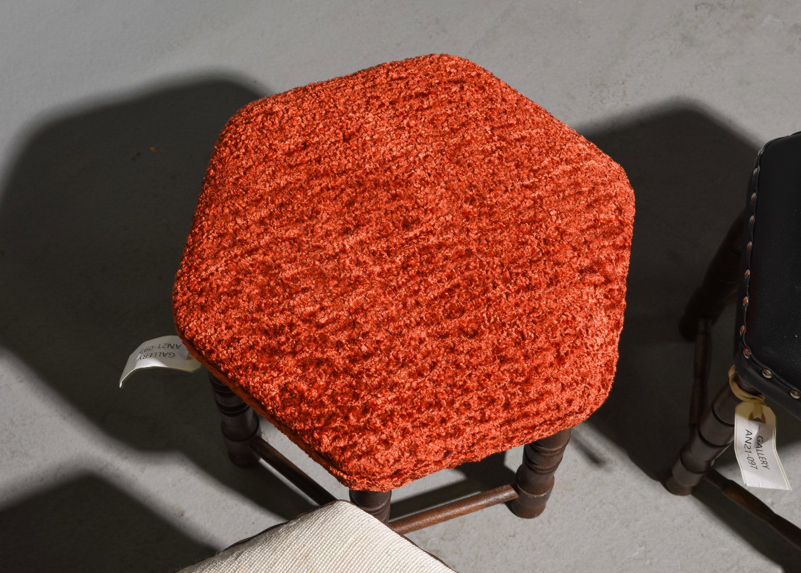 Four Assorted Upholstered Danish Stools - 4