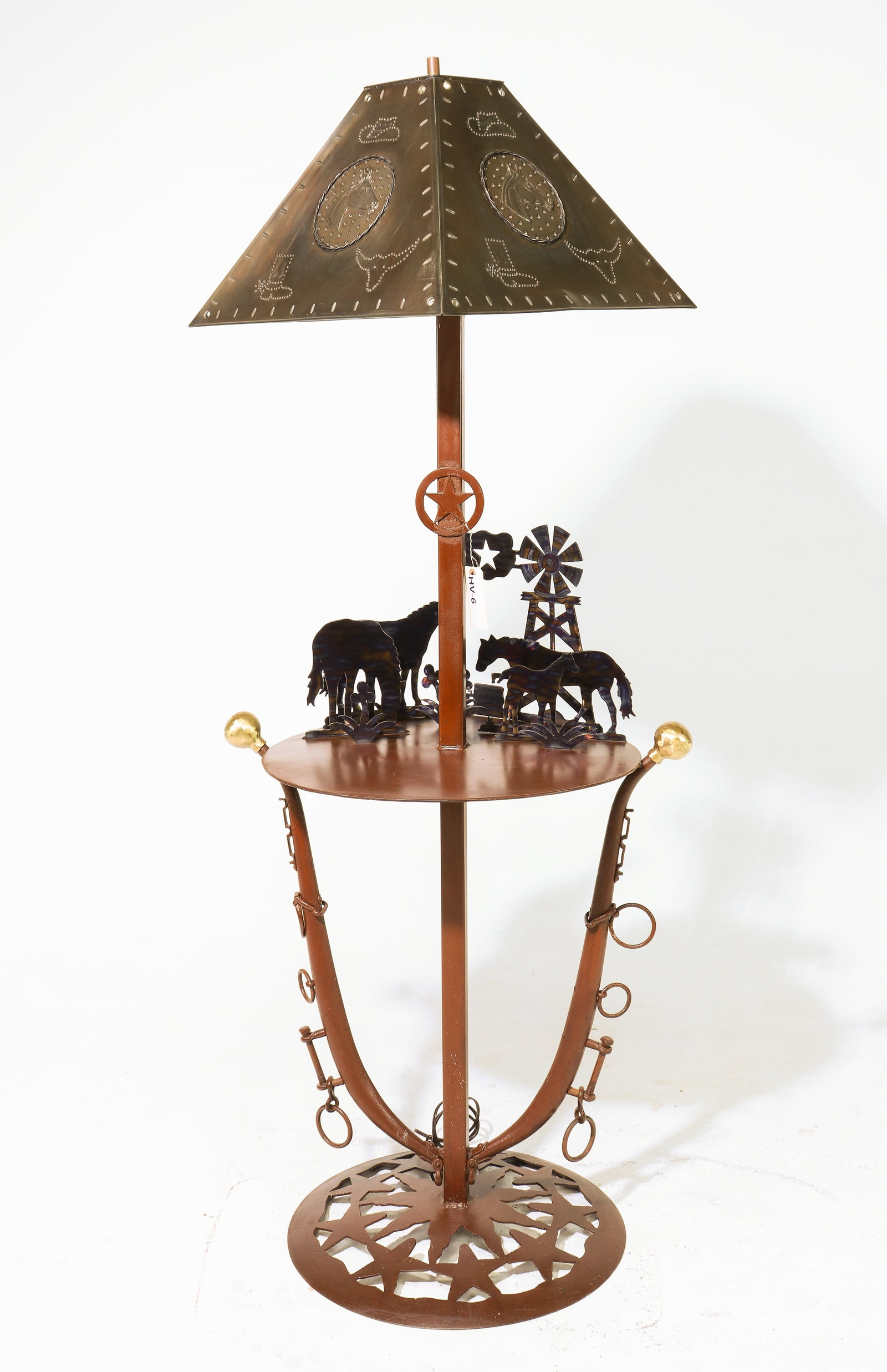 Western Themed Metal Floor Lamp Table (1 of 6)