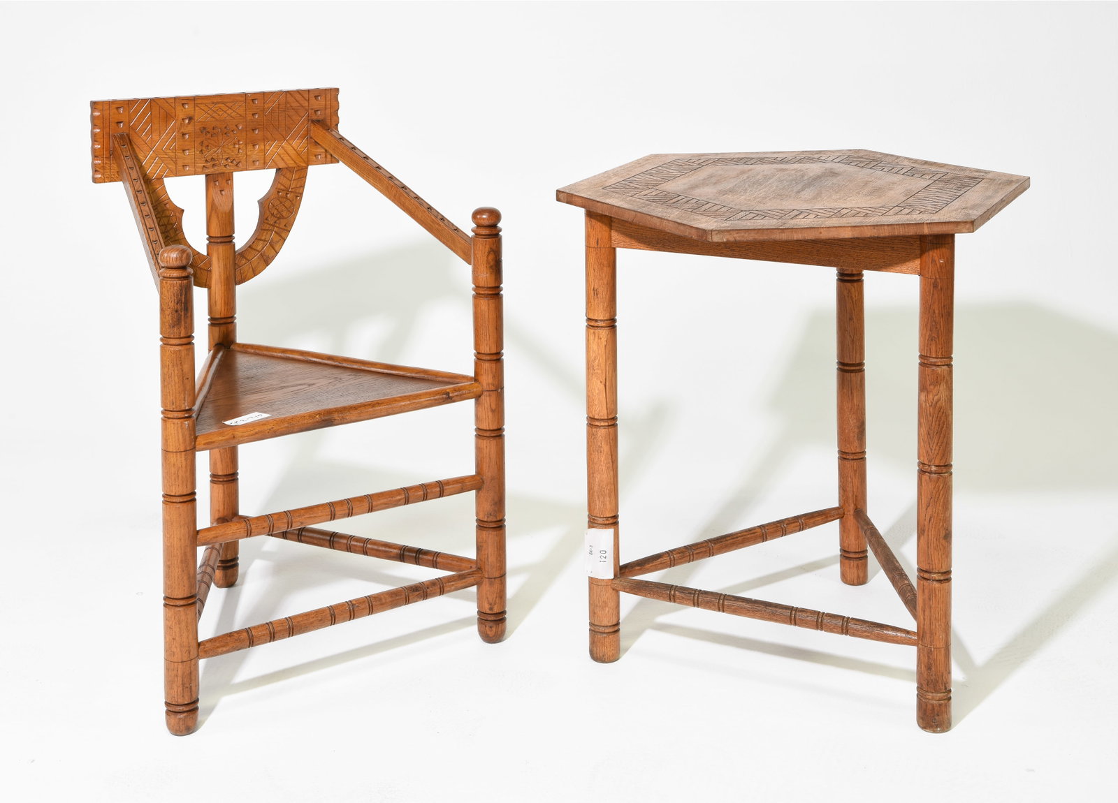 Swedish Corner Arm Chair & Carved Occasional Table (1 of 5)