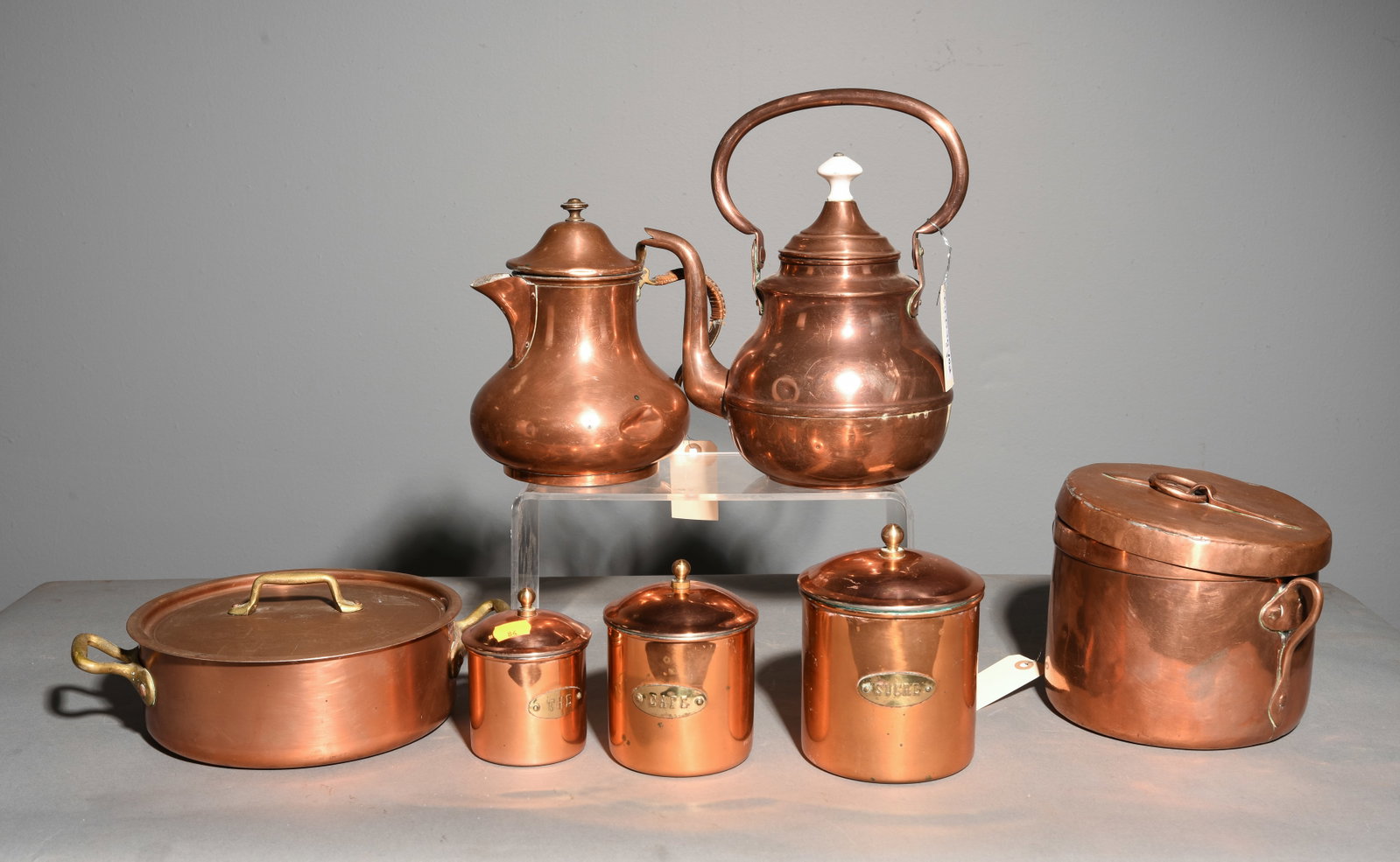 7pcs Assorted French Copper Pots, Canisters, Etc. (1 of 5)