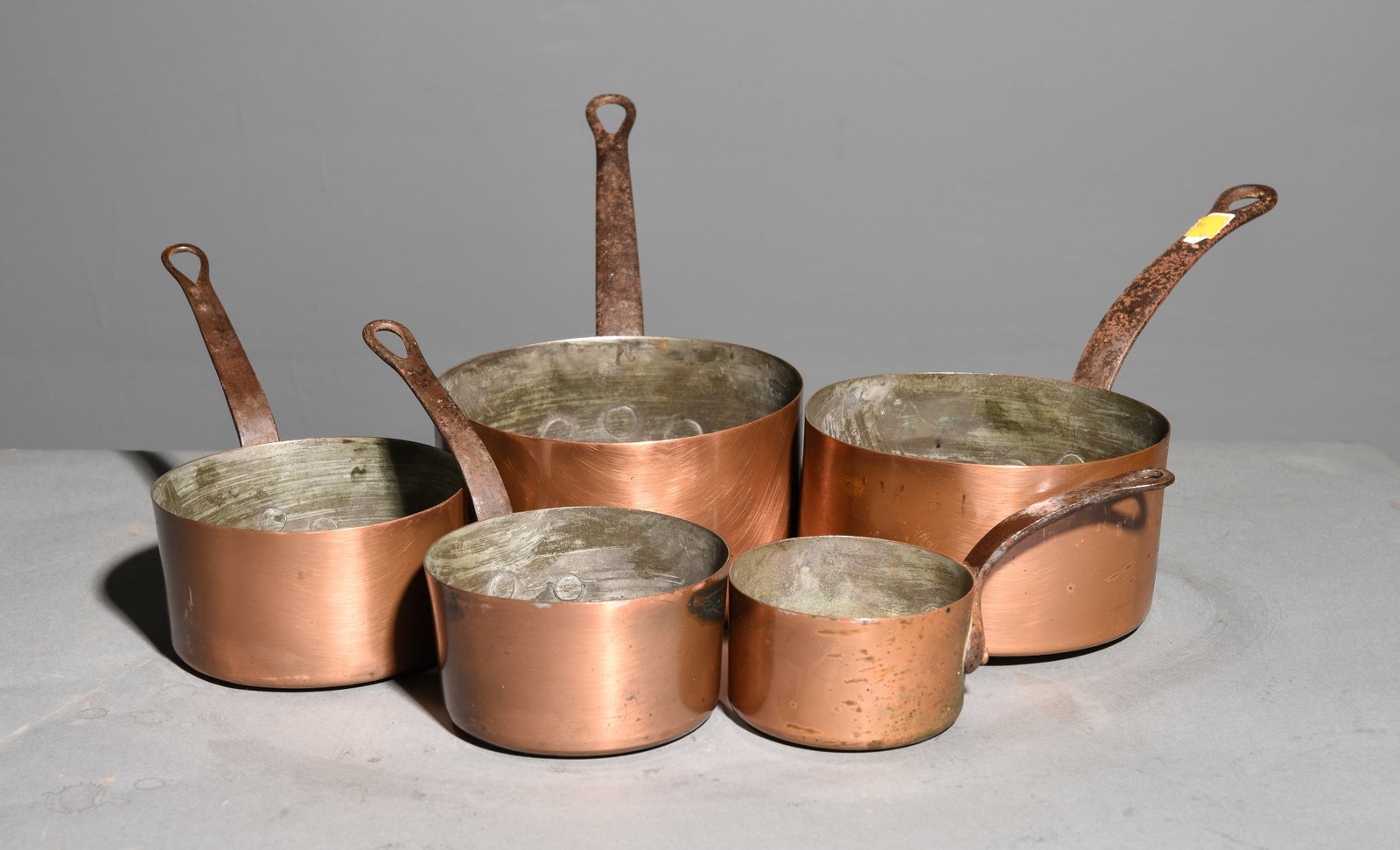 5 French Copper Sauce Pans with Iron Handles (1 of 3)