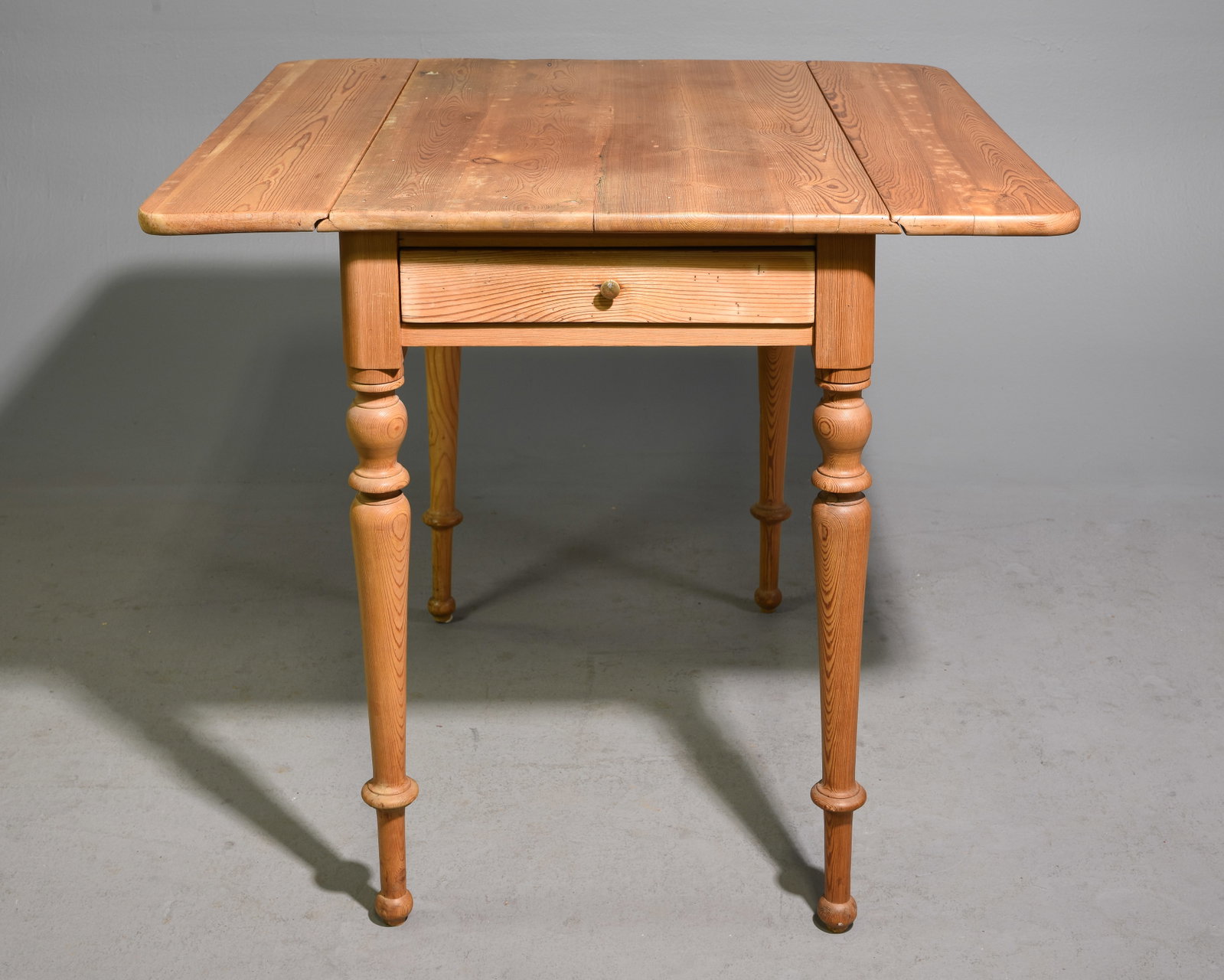 Danish Pine Drop Leaf Turned Leg Table - 2