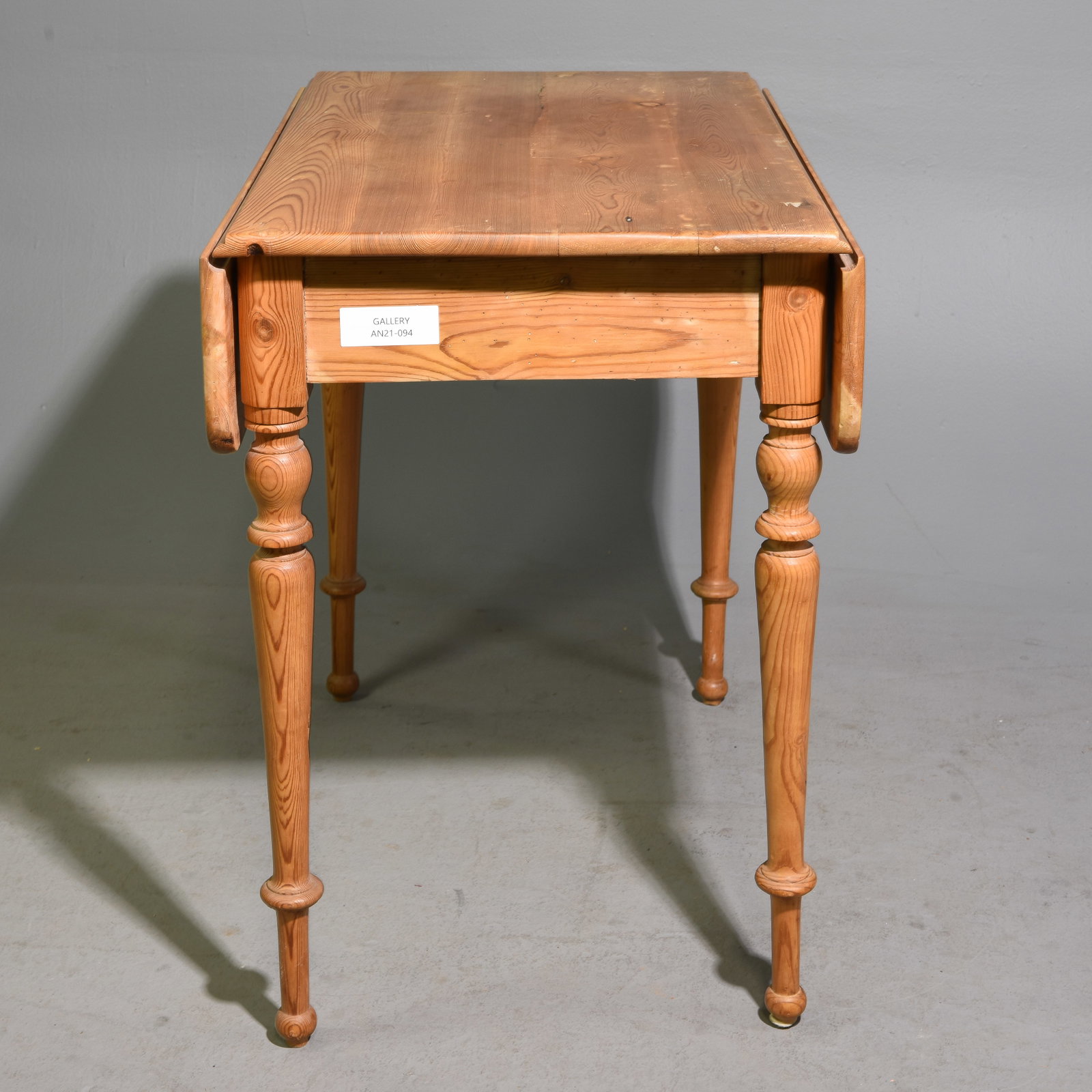 Danish Pine Drop Leaf Turned Leg Table - 4