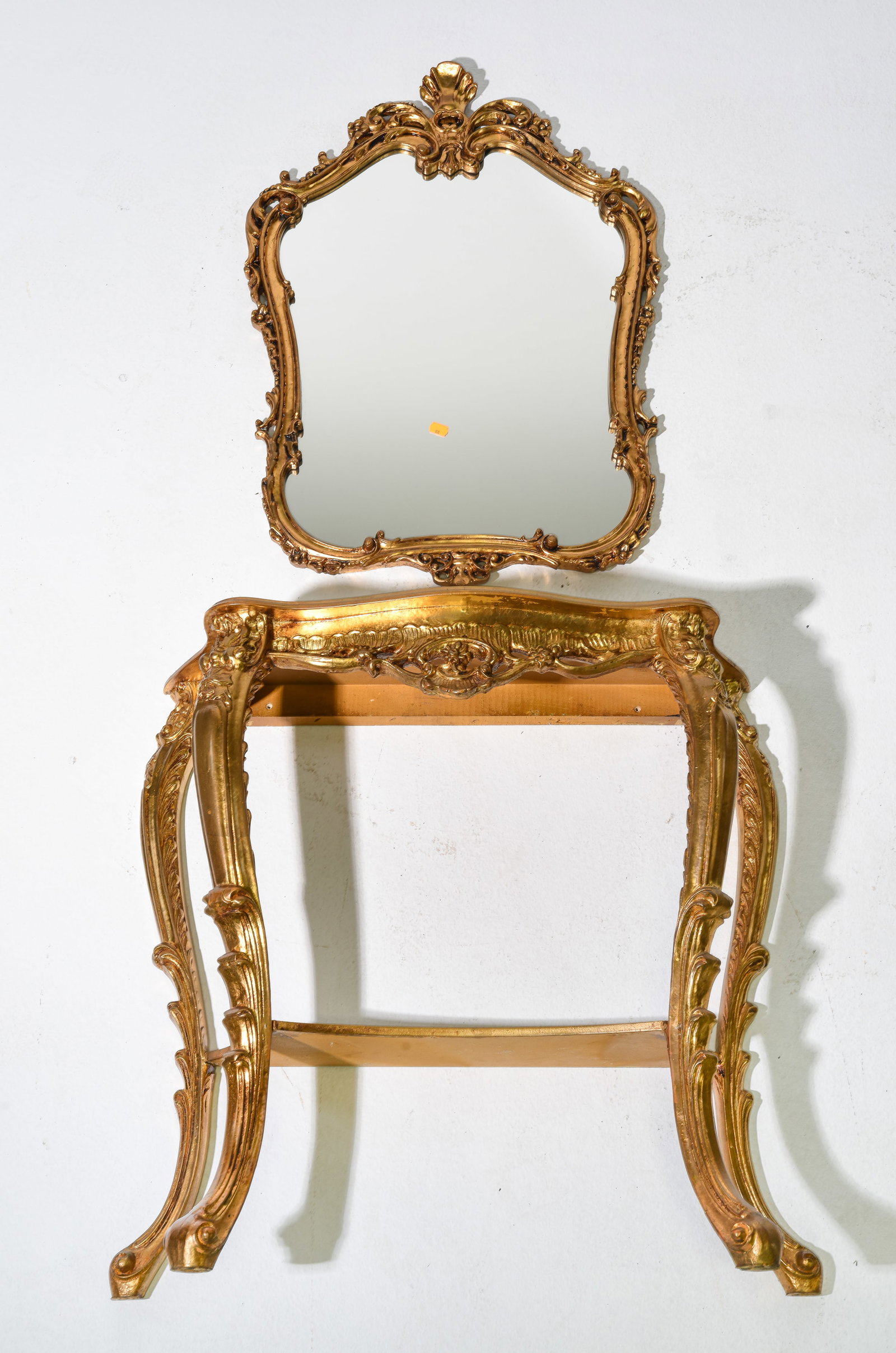 French Gold Framed Mirror with Console (1 of 5)