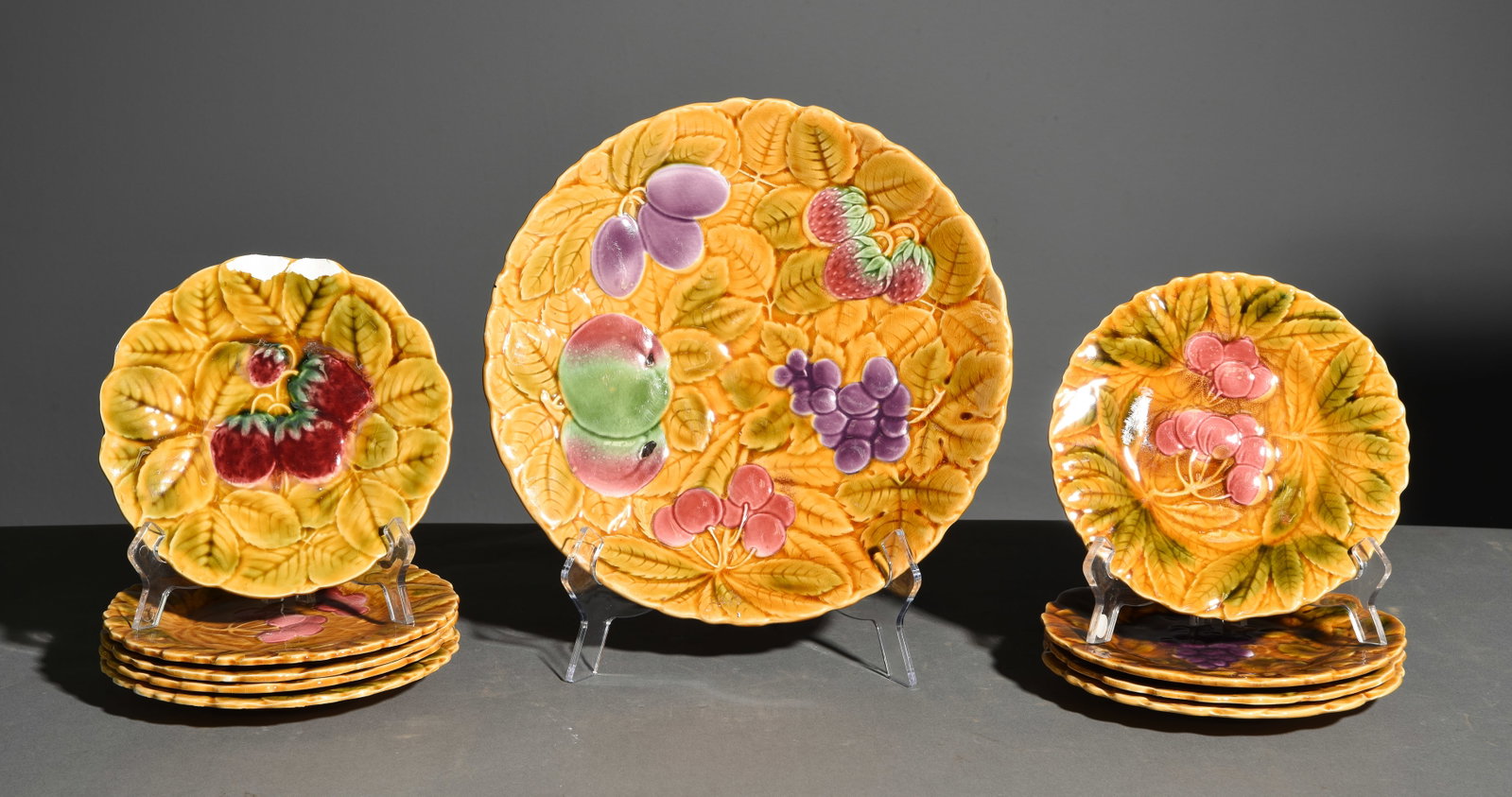 10pc French Majolica Platter & 9 Plates (1 of 6)