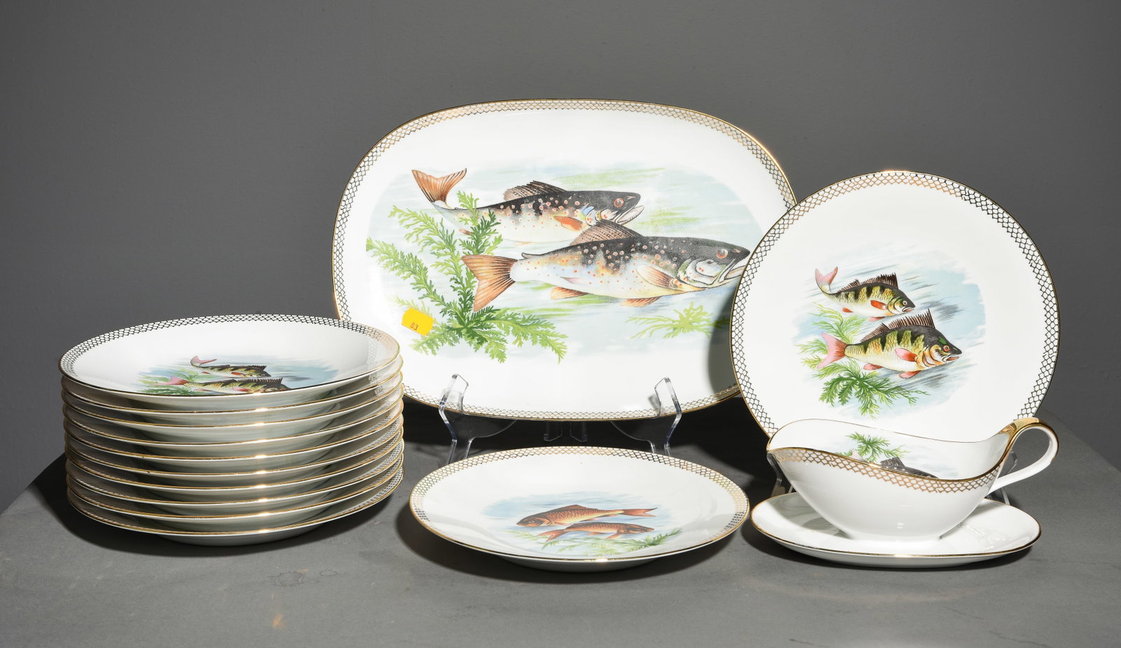 14pc French Fish Plate Set - Platter, Etc. (1 of 6)