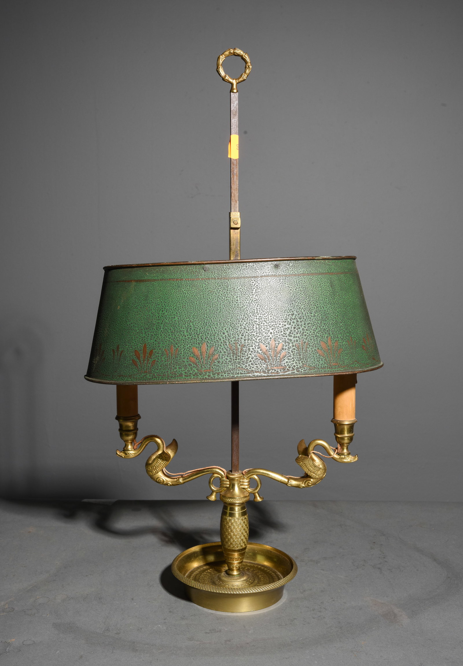 French Brass Finished Desk Lamp with Tole Shade (1 of 6)