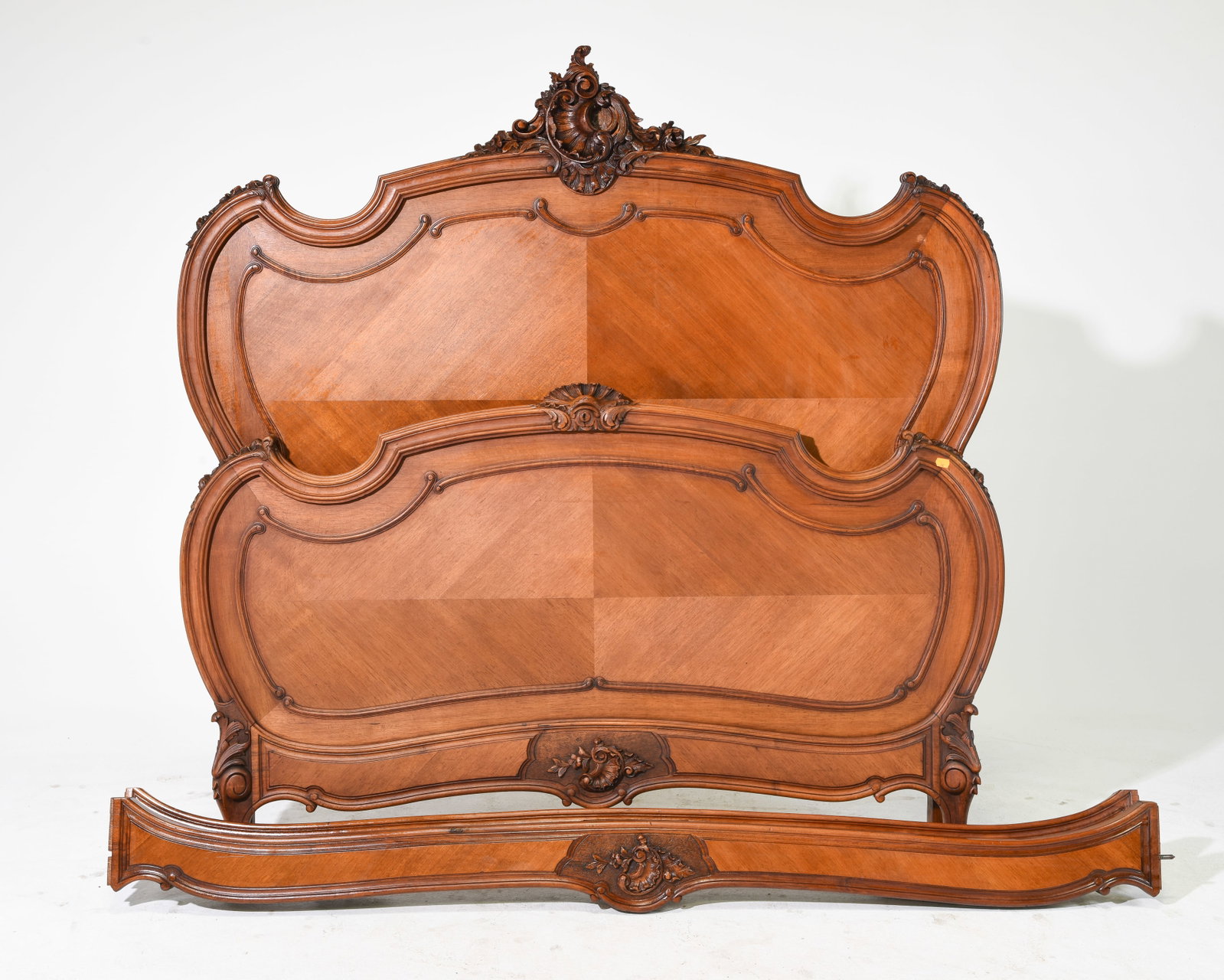 Louis XV Style Walnut Bed with Rails (1 of 7)