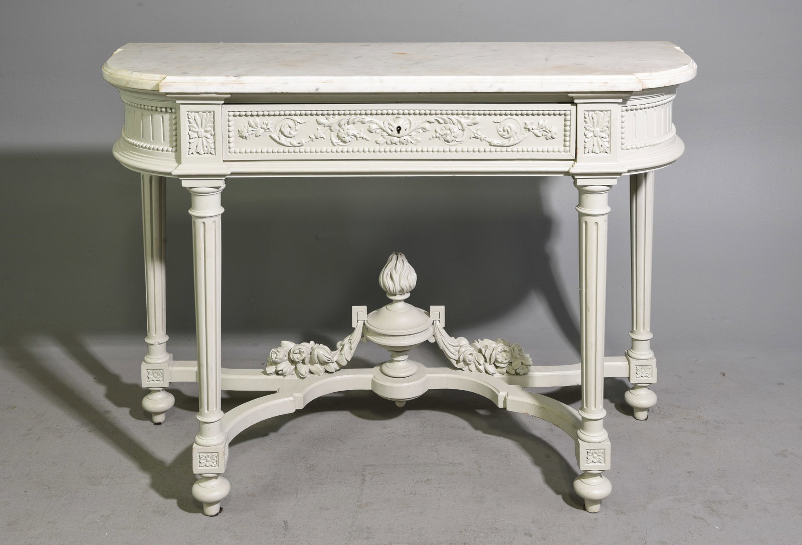 Louis XVI Style Painted Marble Top Hall Table (1 of 6)