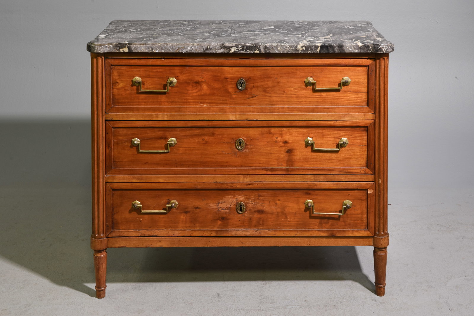 Louis XVI Style Grey Marble Top Chest (1 of 4)