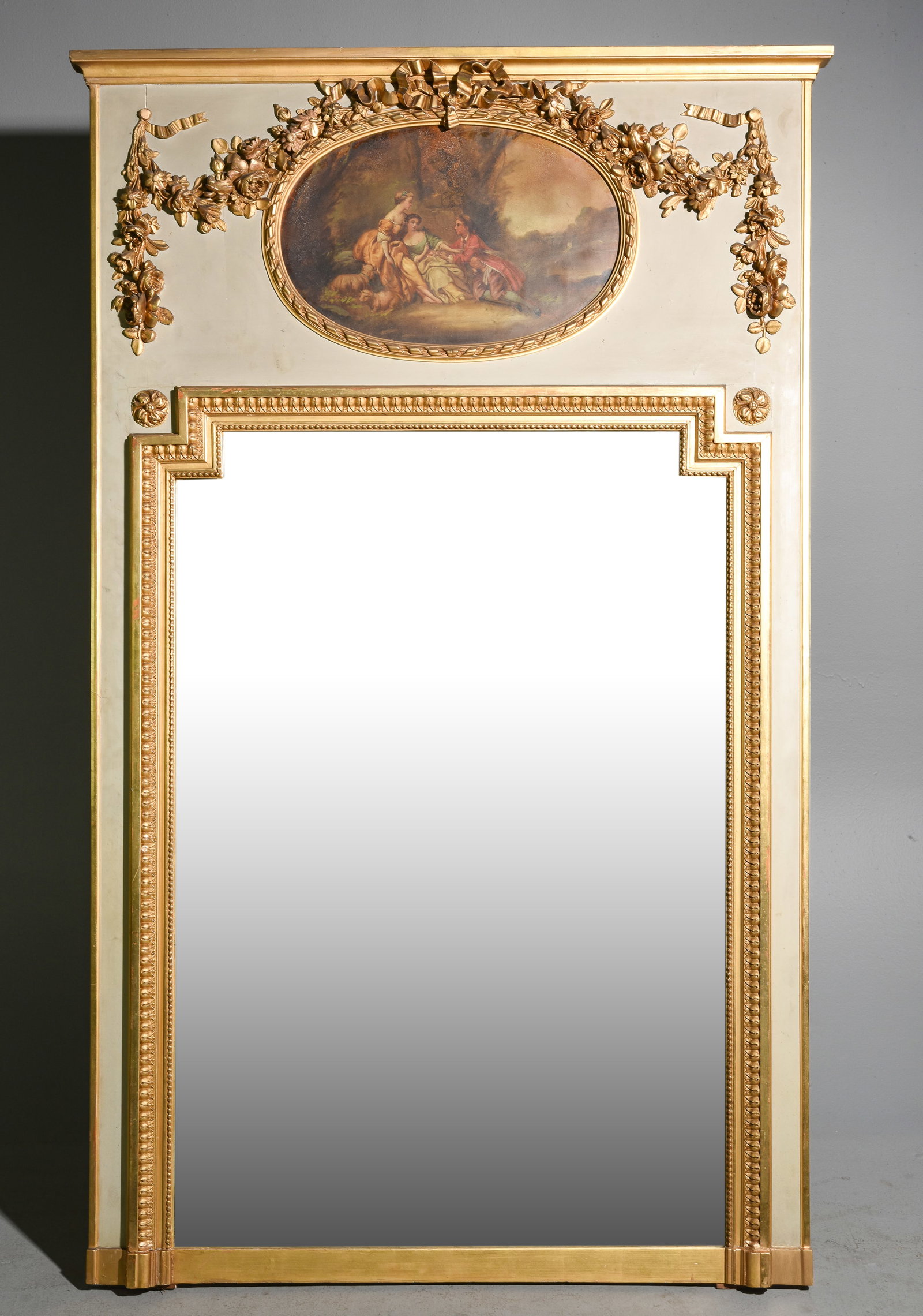 French Gold Gilt / Painted Framed Trumeau Mirror (1 of 4)