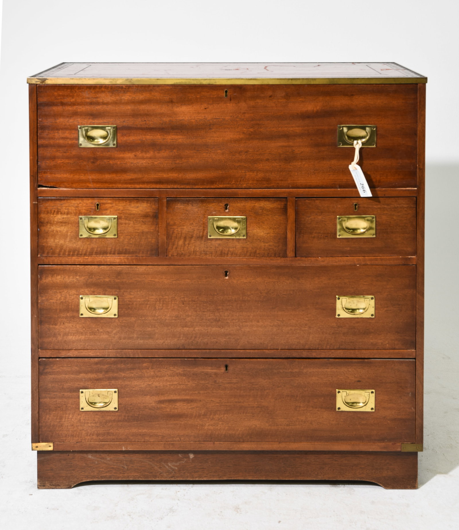 Danish Mahogany Campaign Leather Top Desk / Chest (1 of 9)