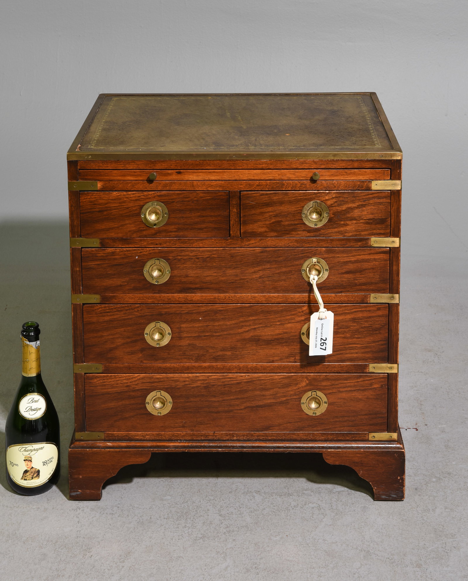 Danish Mahogany Leather Top Campaign Chest (1 of 5)