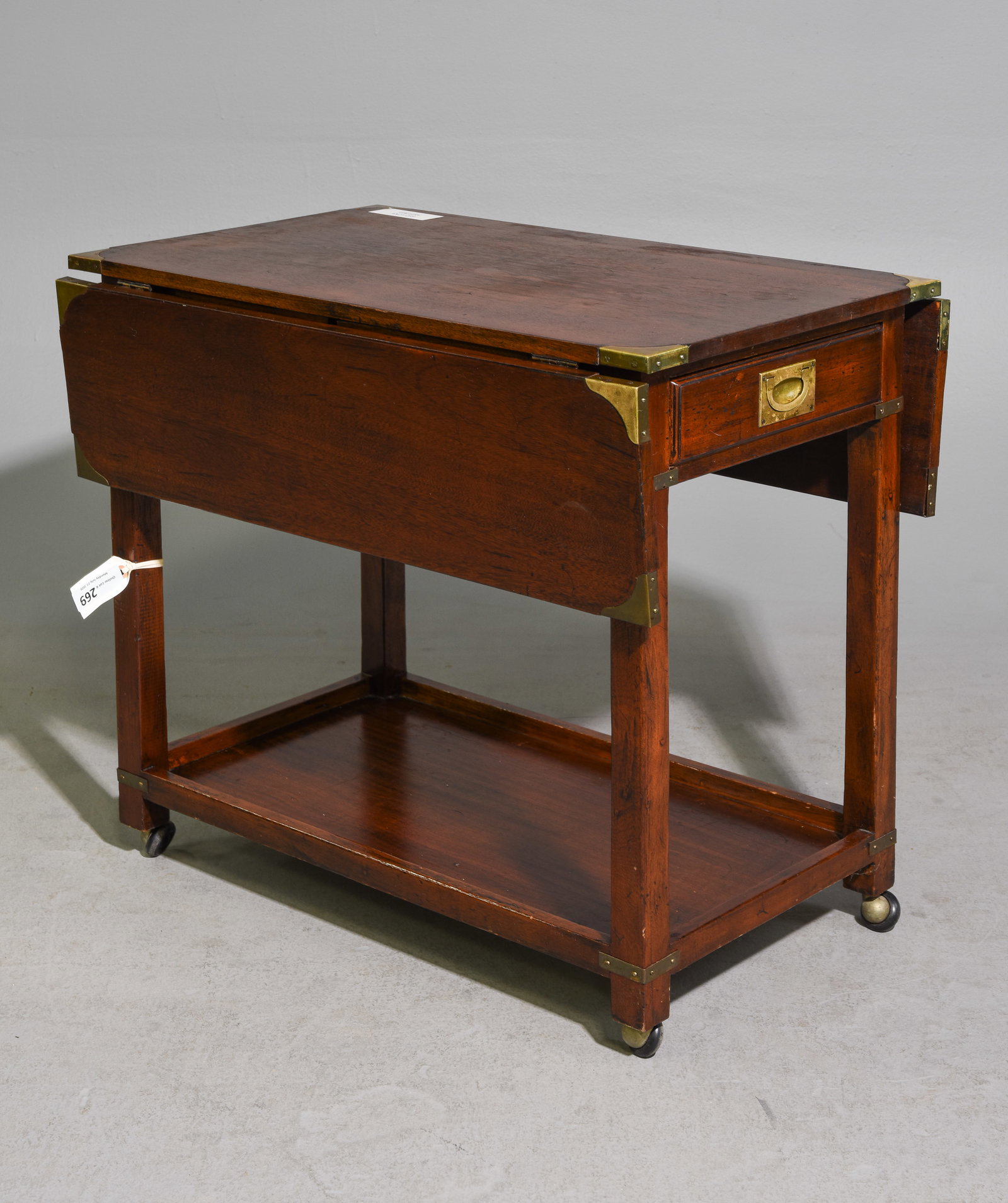 Danish Mahogany Campaign Drop Leaf Trolley (1 of 5)