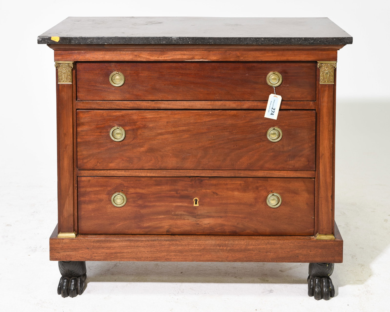 French Empire Style Grey Marble Top Chest (1 of 6)