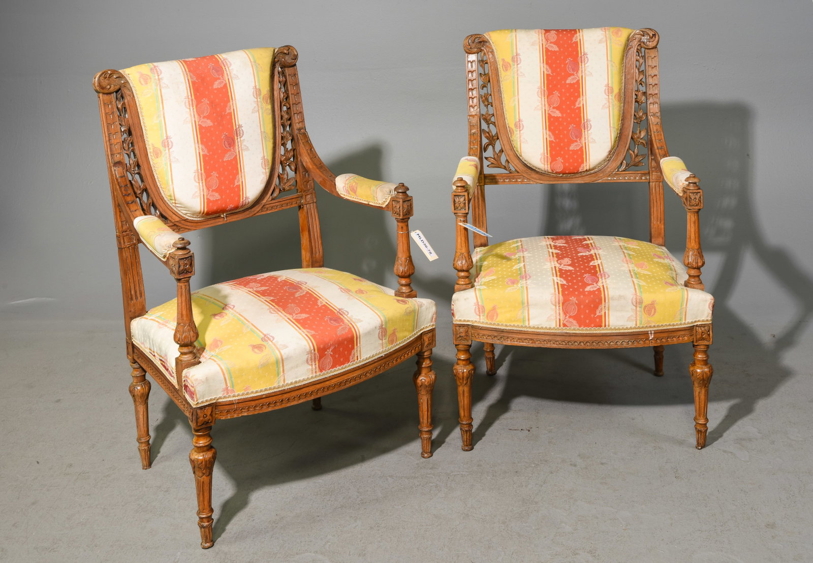 Louis XVI Style Pair of Upholstered Arm Chairs (1 of 5)