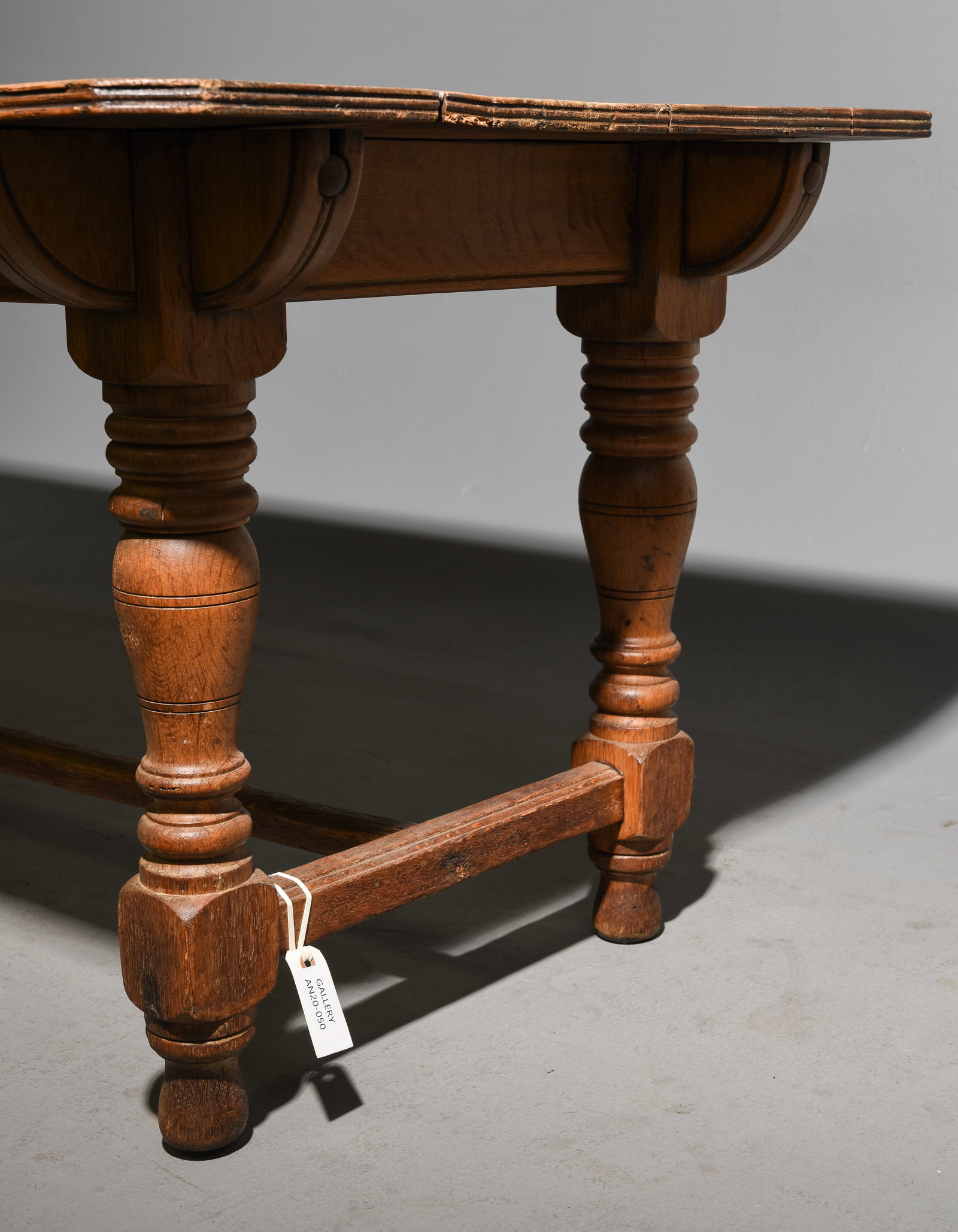 Danish Rustic Oak Monastery / Library Table - 5