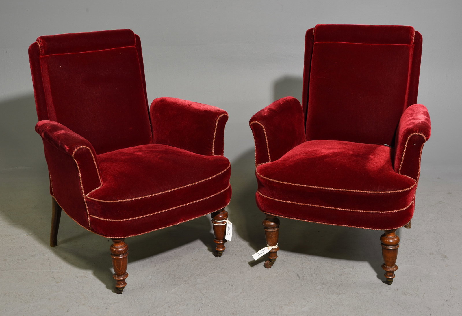 2 Danish Victorian Style Upholstered Arm Chairs: 2 Danish Victorian Style Upholstered Arm Chairs - 27 in tall x 21 x 30, seat height is 17 in