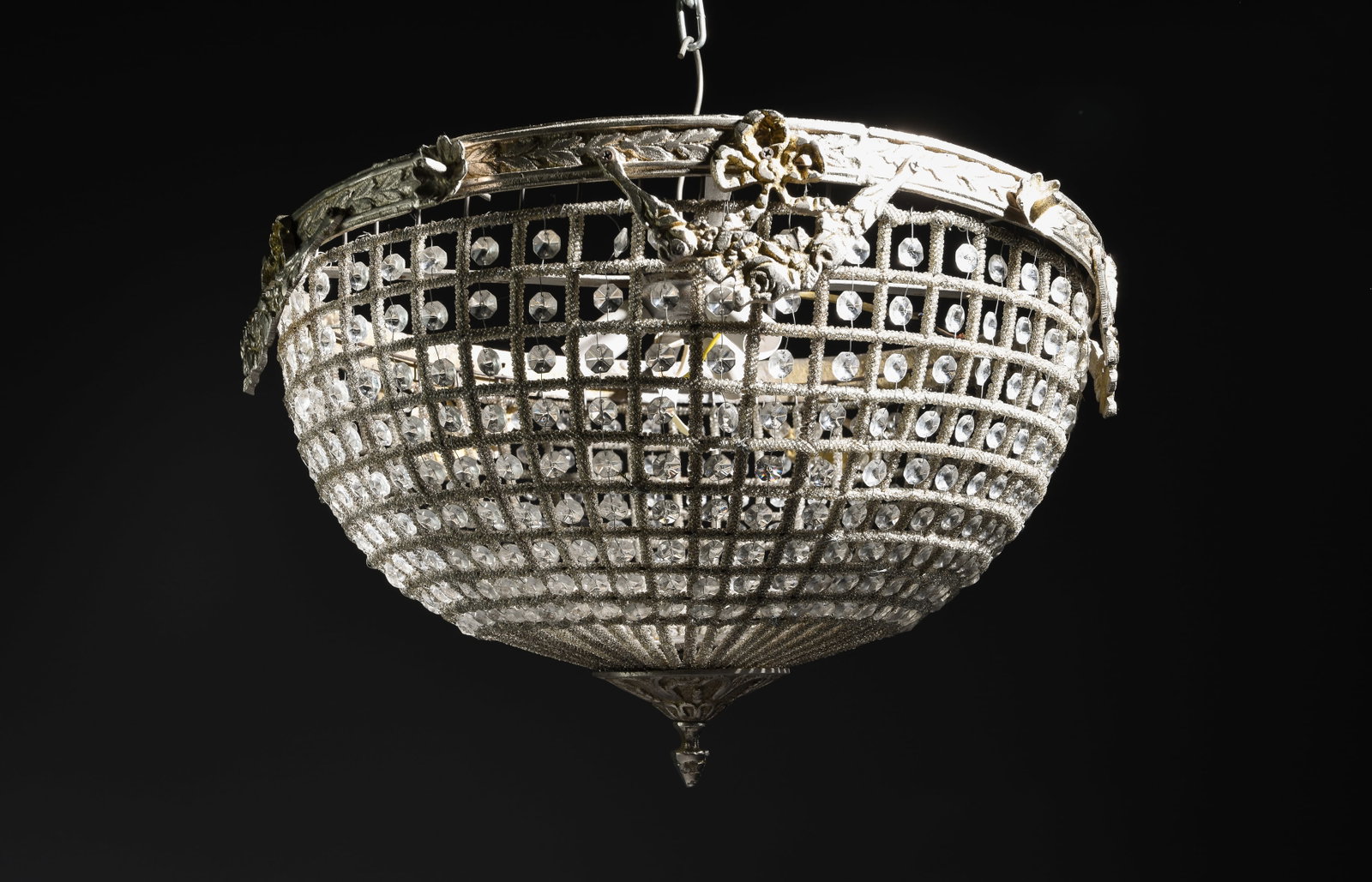 Crystal European Basket Style Chandelier: Crystal European Basket Style Chandelier - 13 in tall x 20 in diameter
