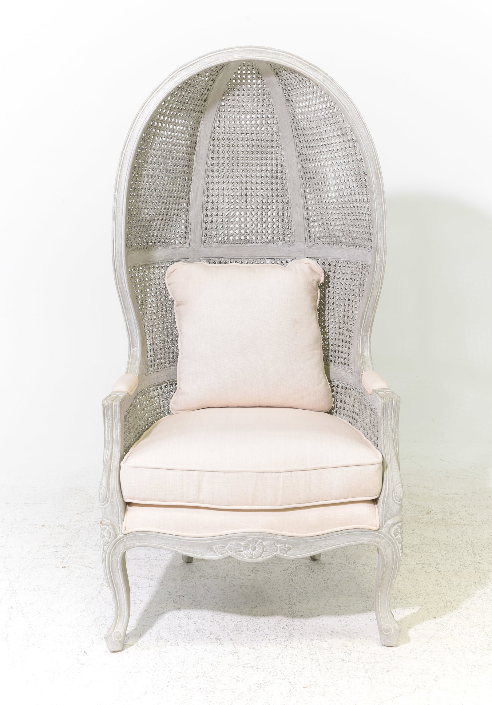 French Style Painted Double Caned Balloon Chair: French Style Painted Double Caned Balloon Porters Chair - 59 in tall x 29 x 24 with a seat height of 19 inches