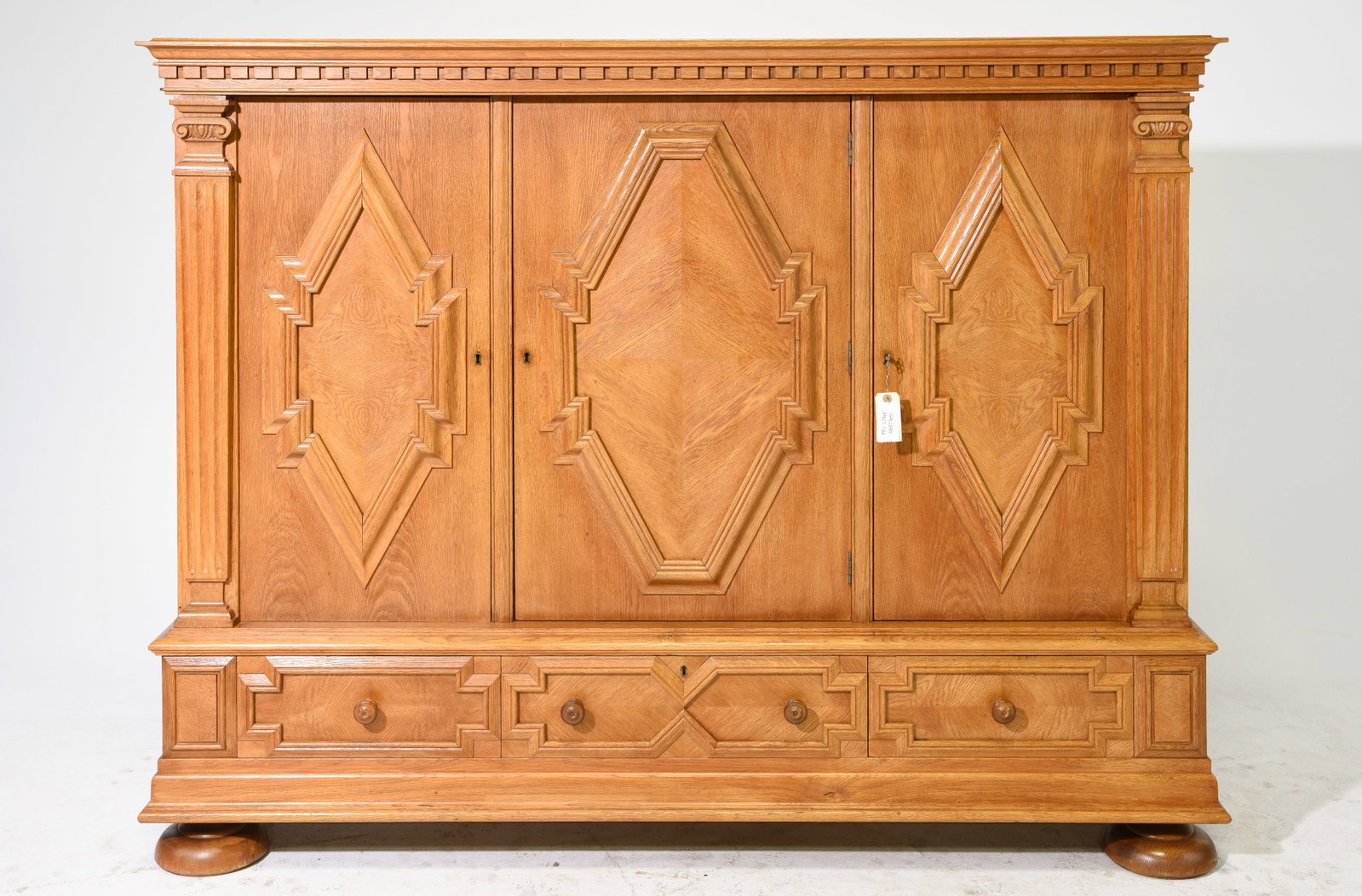Danish Jacobean Oak Three Door Cocktail Cabinet (1 of 5)