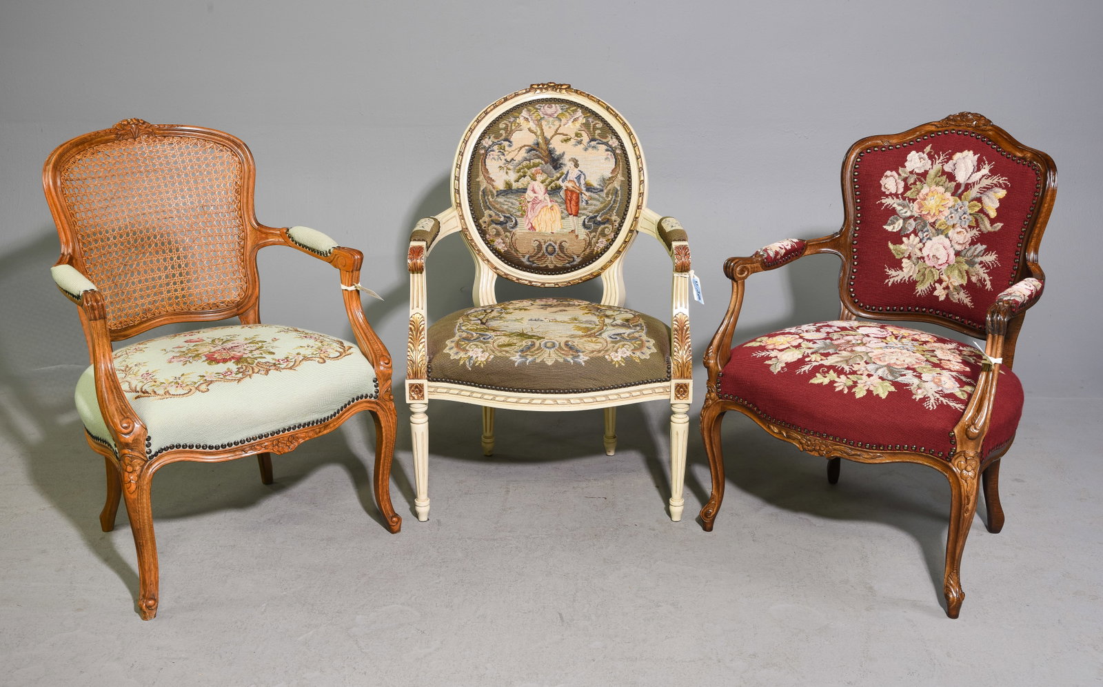 3 Danish Needlepoint Upholstered Arm Chairs (1 of 6)