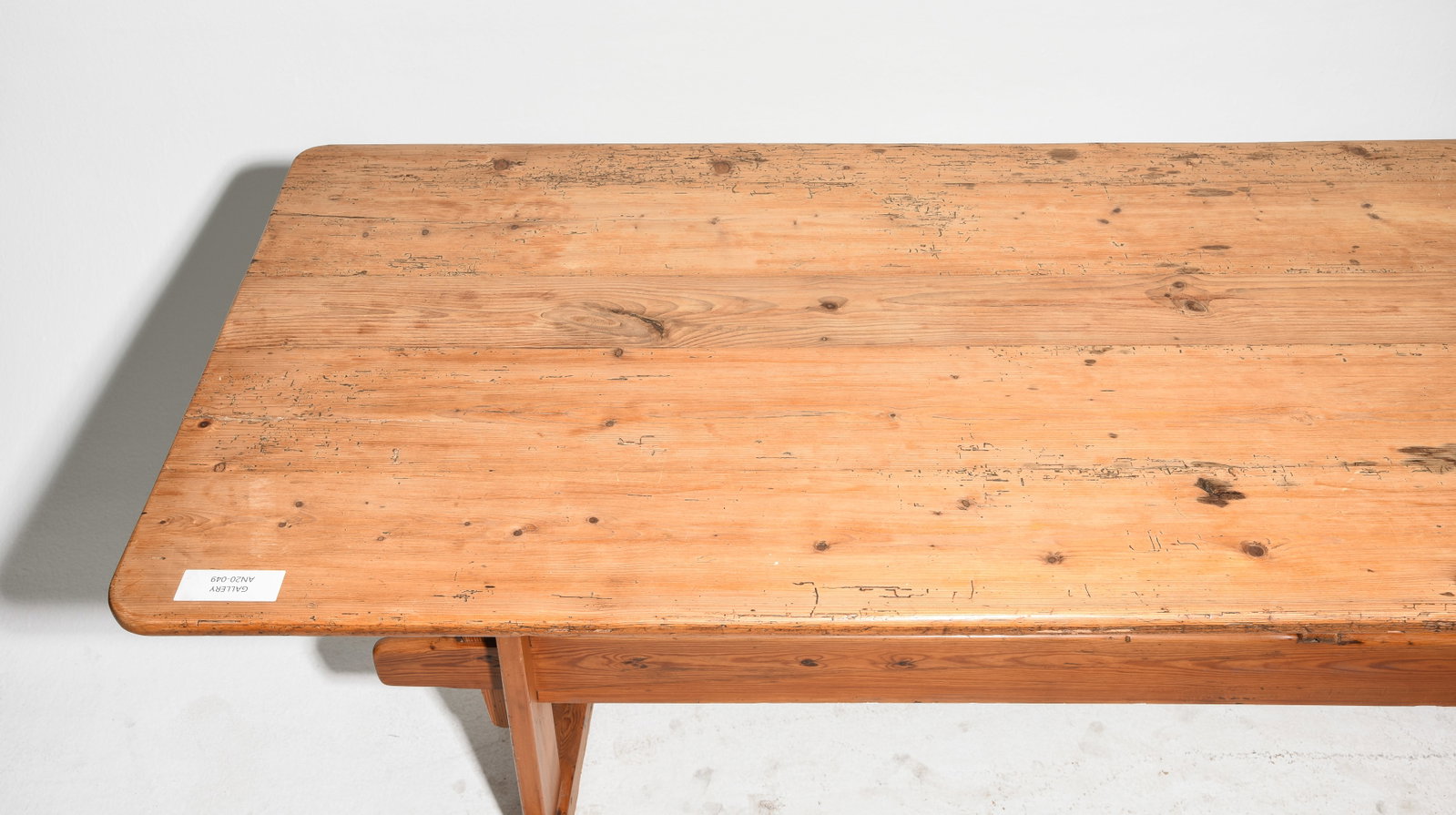 Danish Rustic Pine Double Trestle Base Table - 2