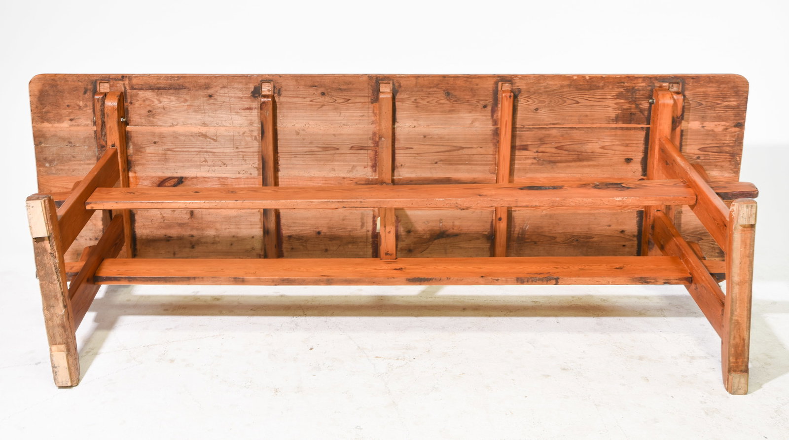 Danish Rustic Pine Double Trestle Base Table - 5