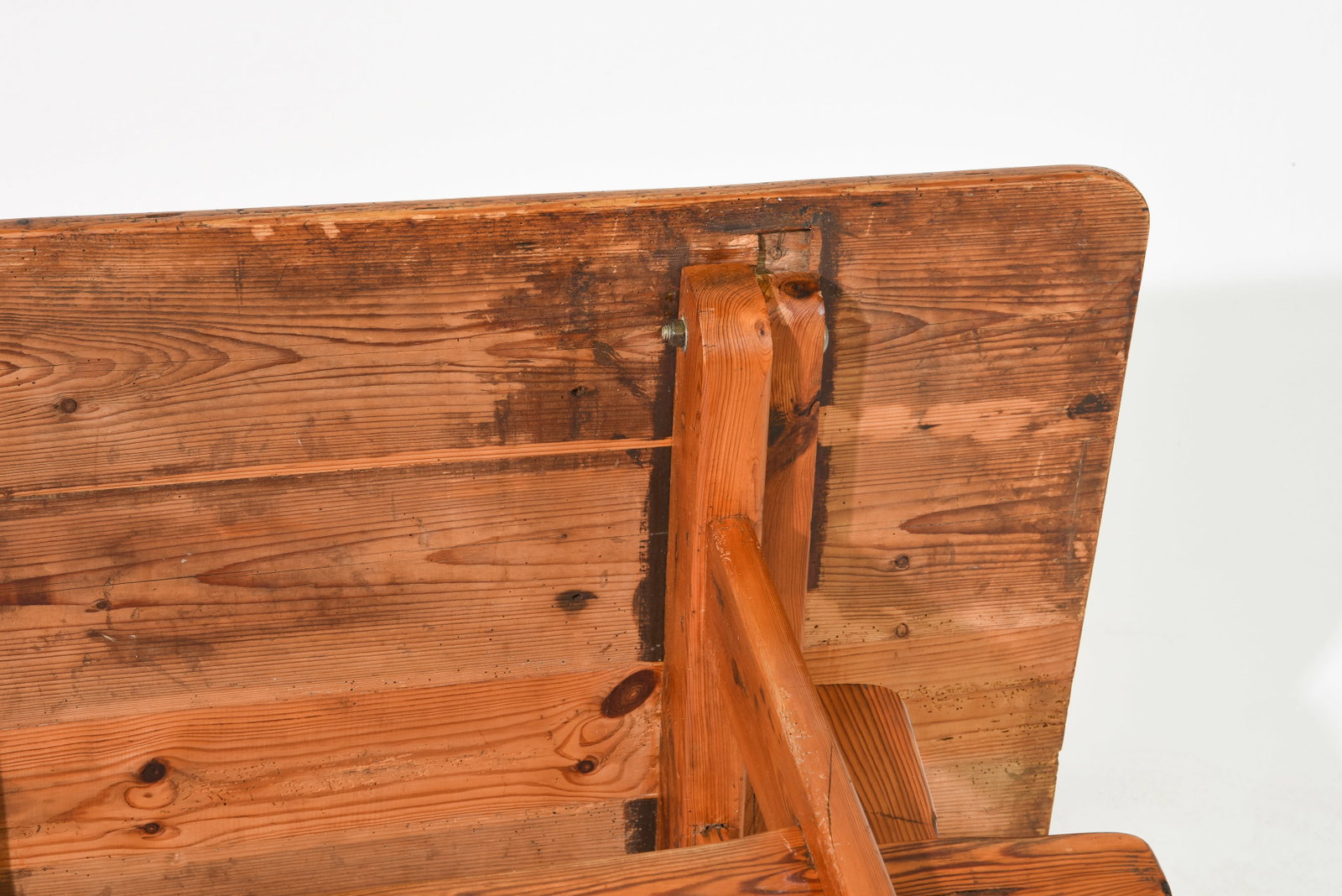 Danish Rustic Pine Double Trestle Base Table - 6